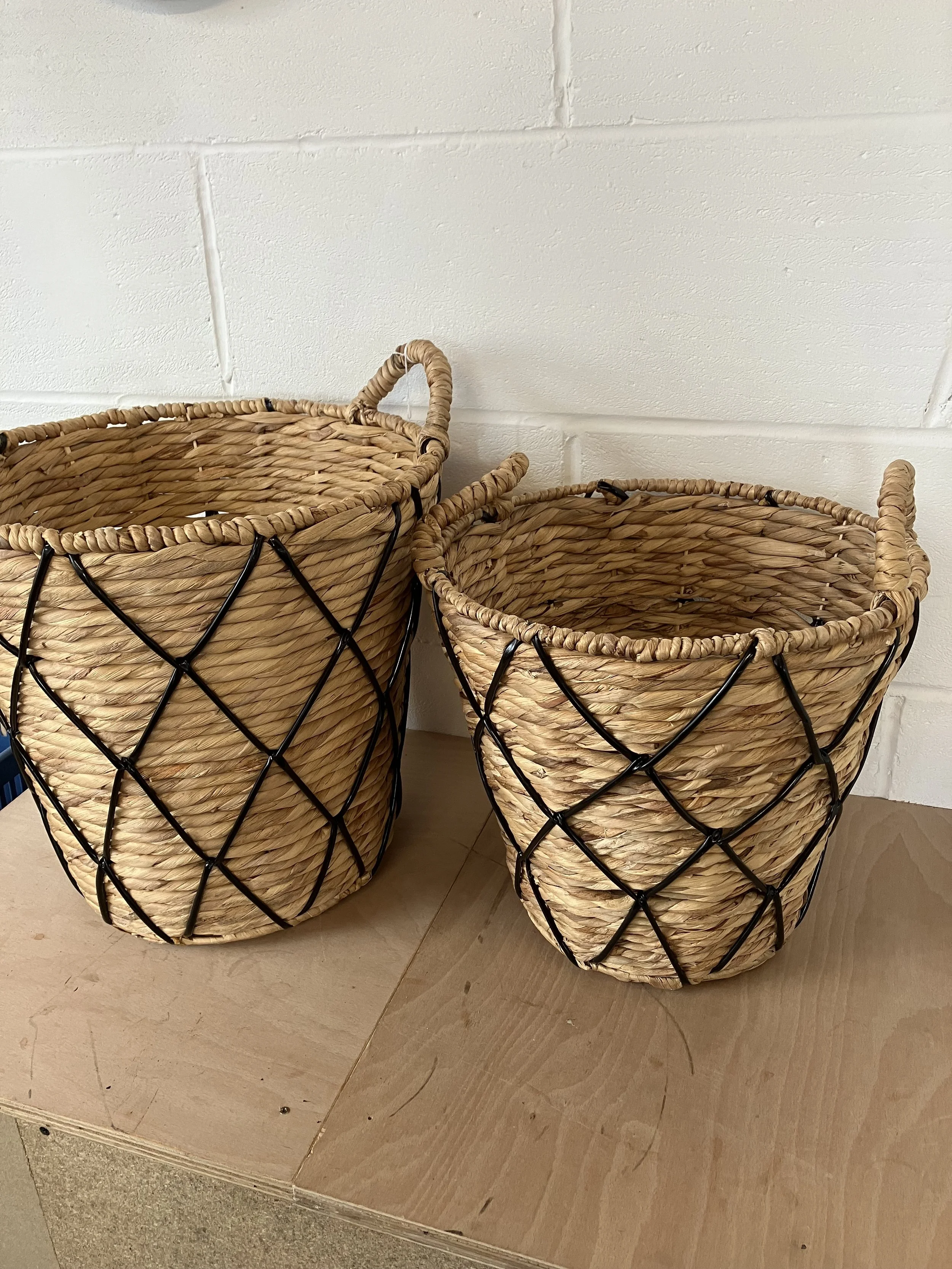 Set of Two Natural Woven Seagrass Baskets