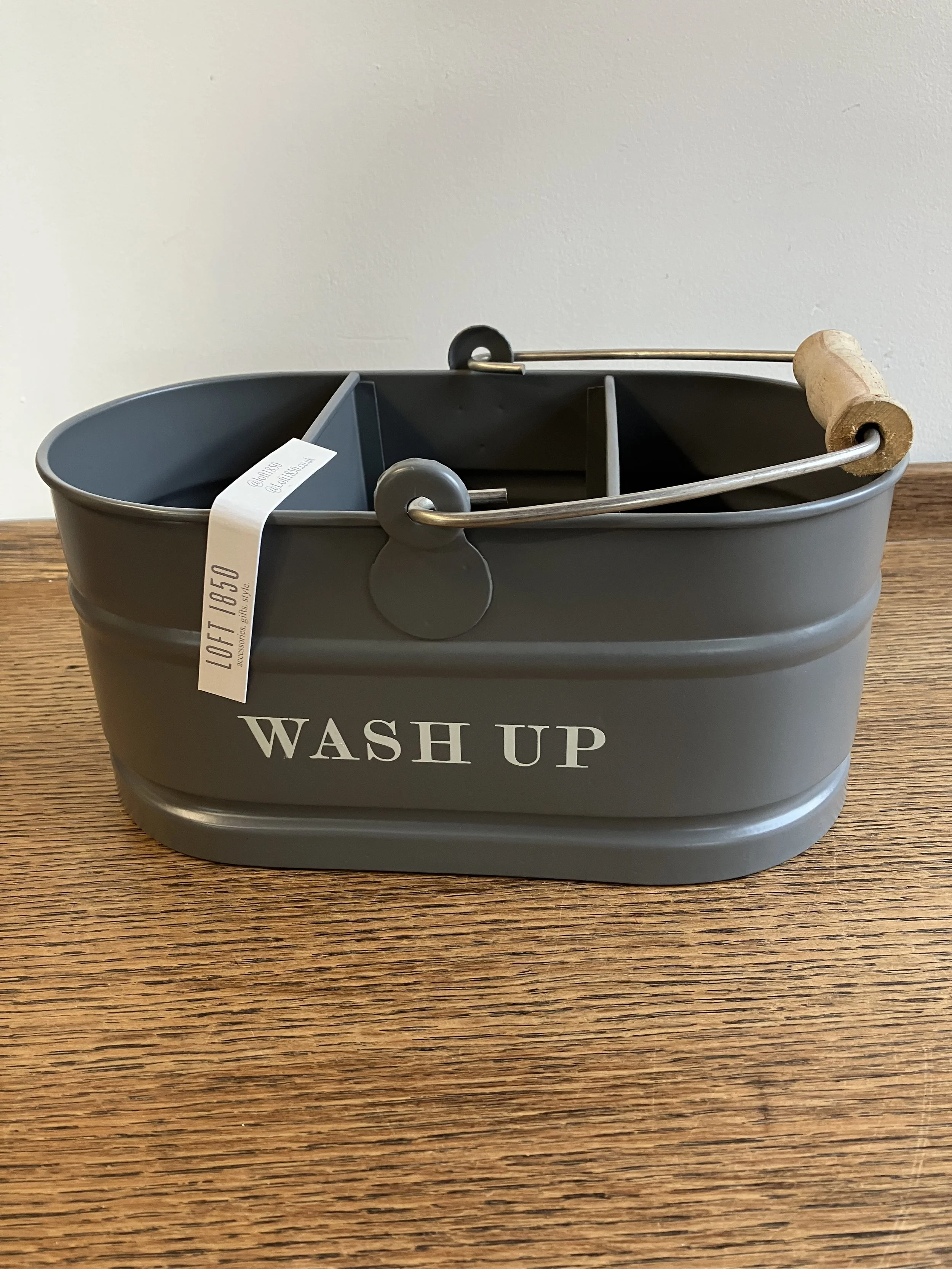 Loft 1850 Dark Grey Metal Washing Up Caddy with Handle