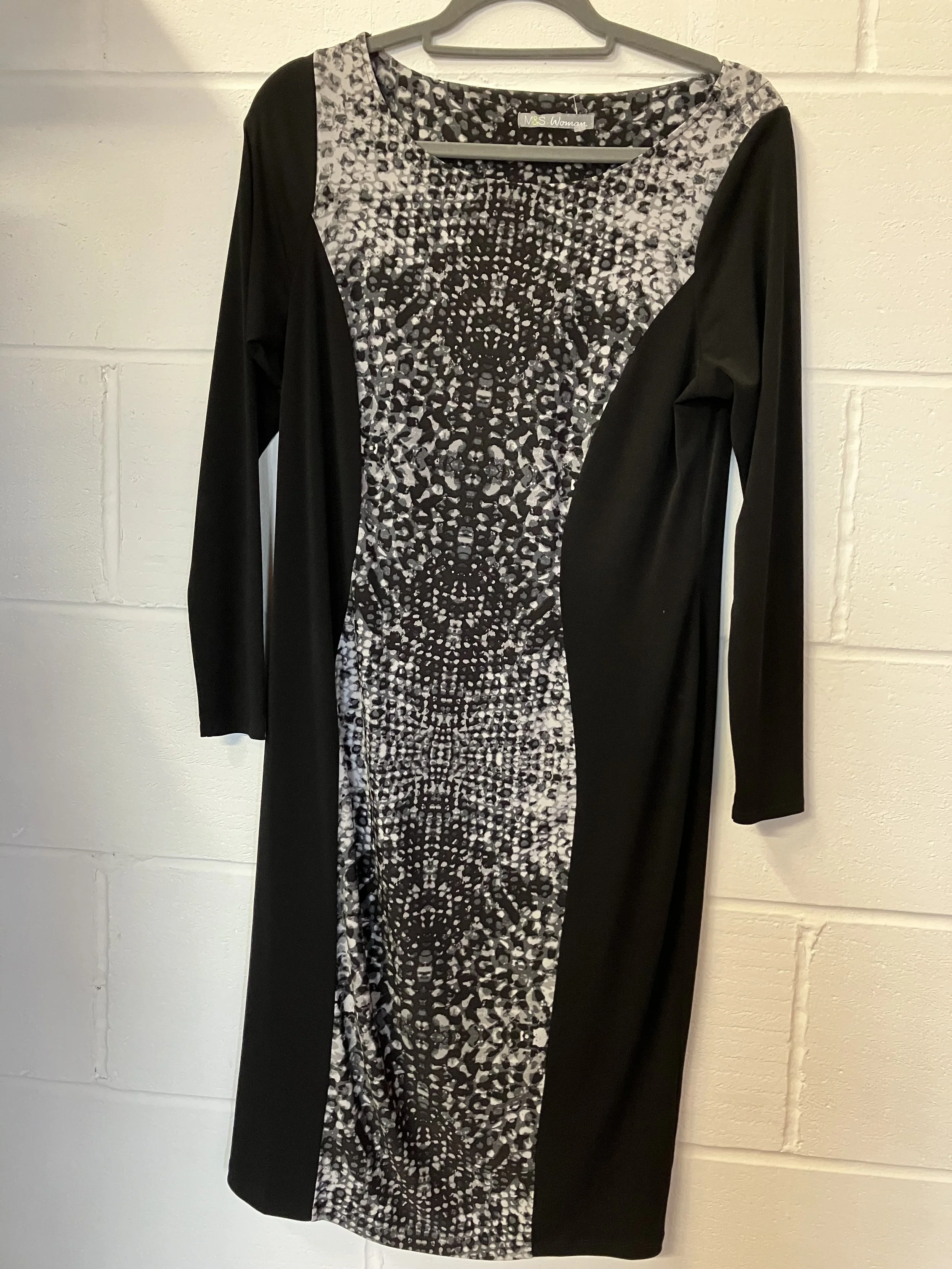 Marks and Spencer Black and White Snake Print Midi Dress