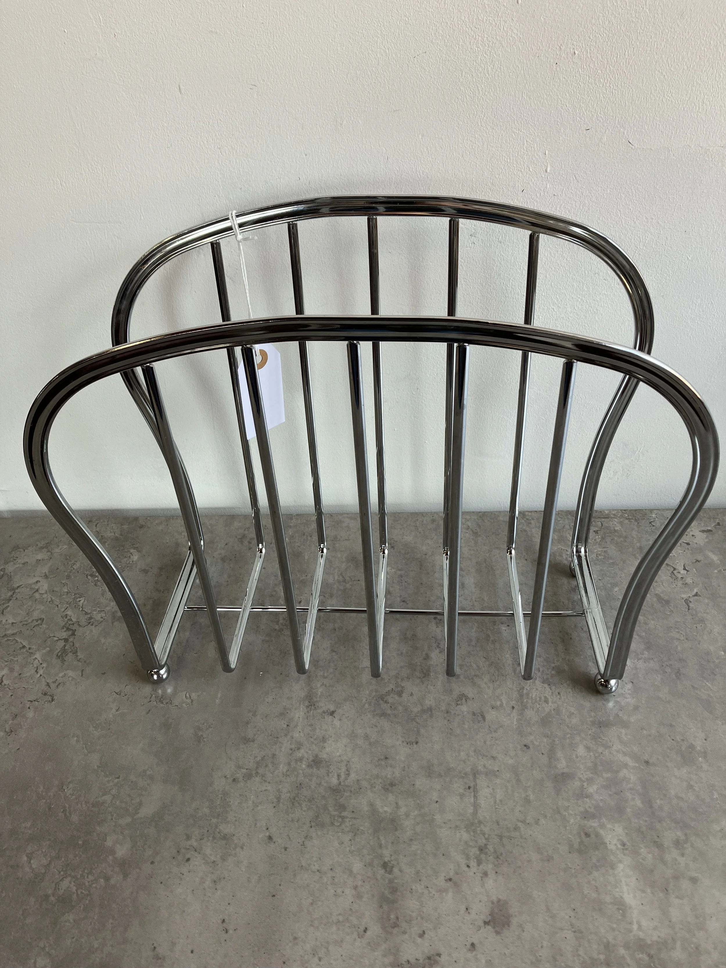 Modern Style Chrome Floor Standing Magazine Rack
