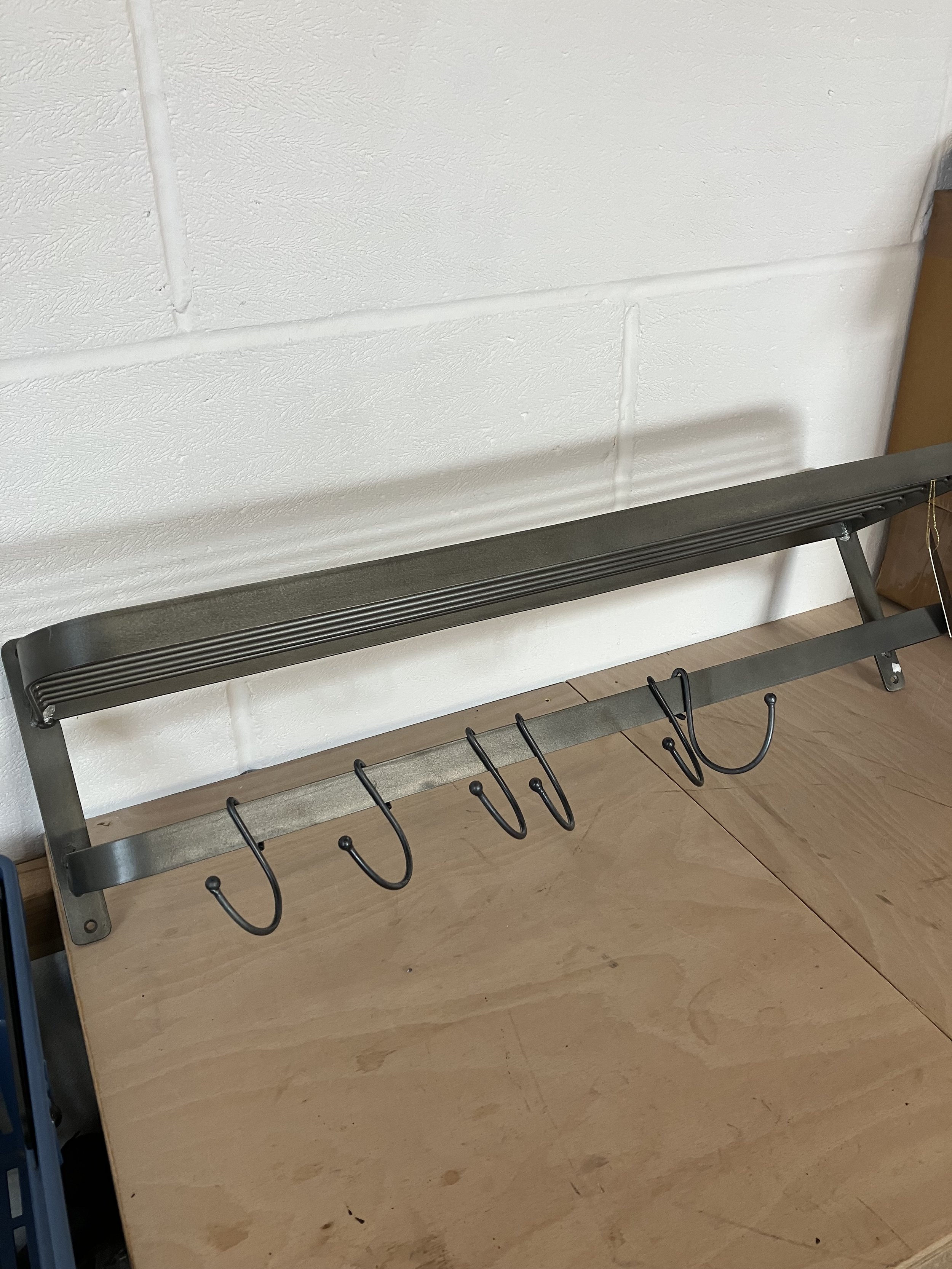 Loft 1850 Brushed Steel Lynton Wall Shelf with Six Hooks