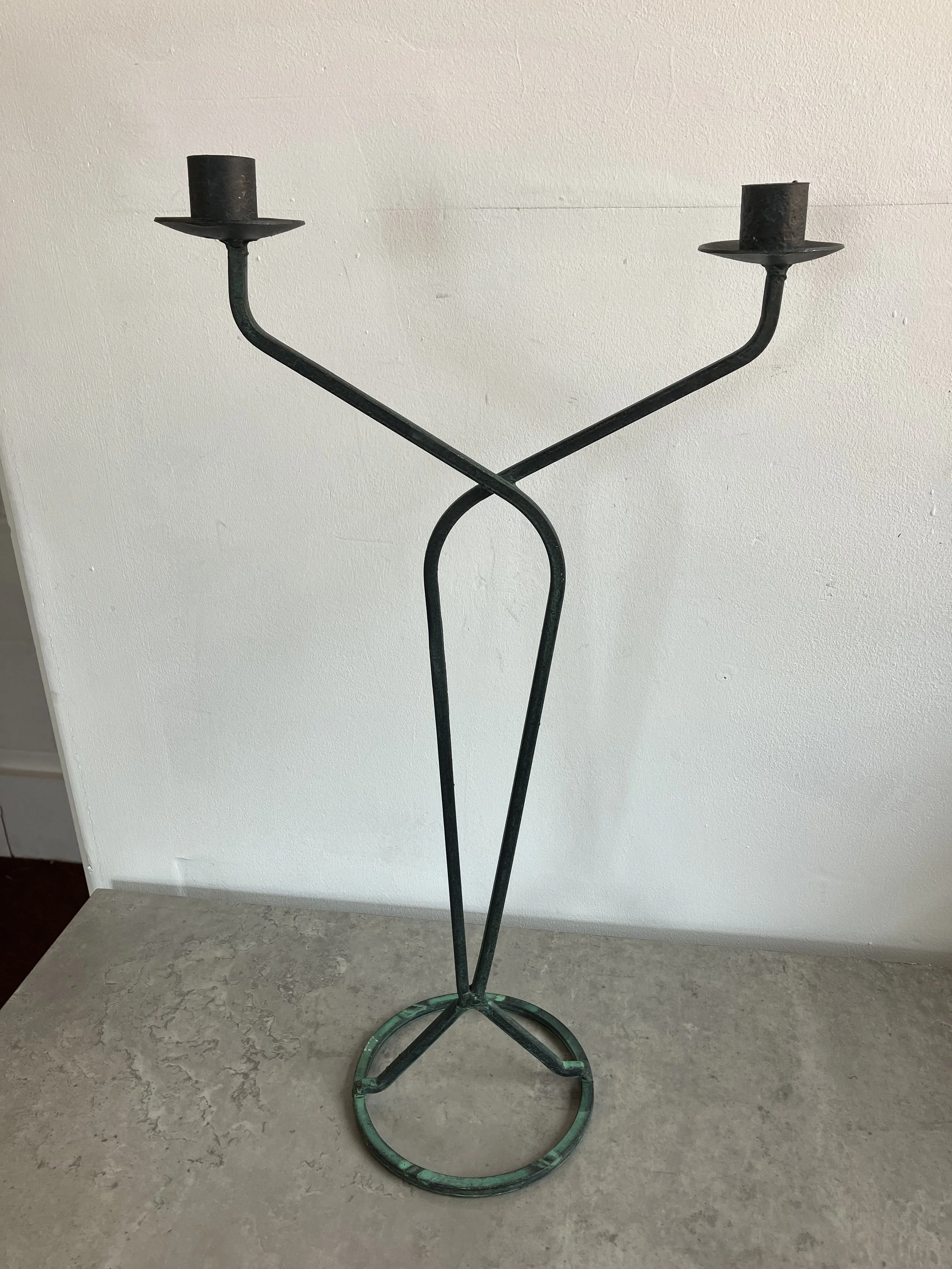 Black Metal Table Top Double Candle Holder