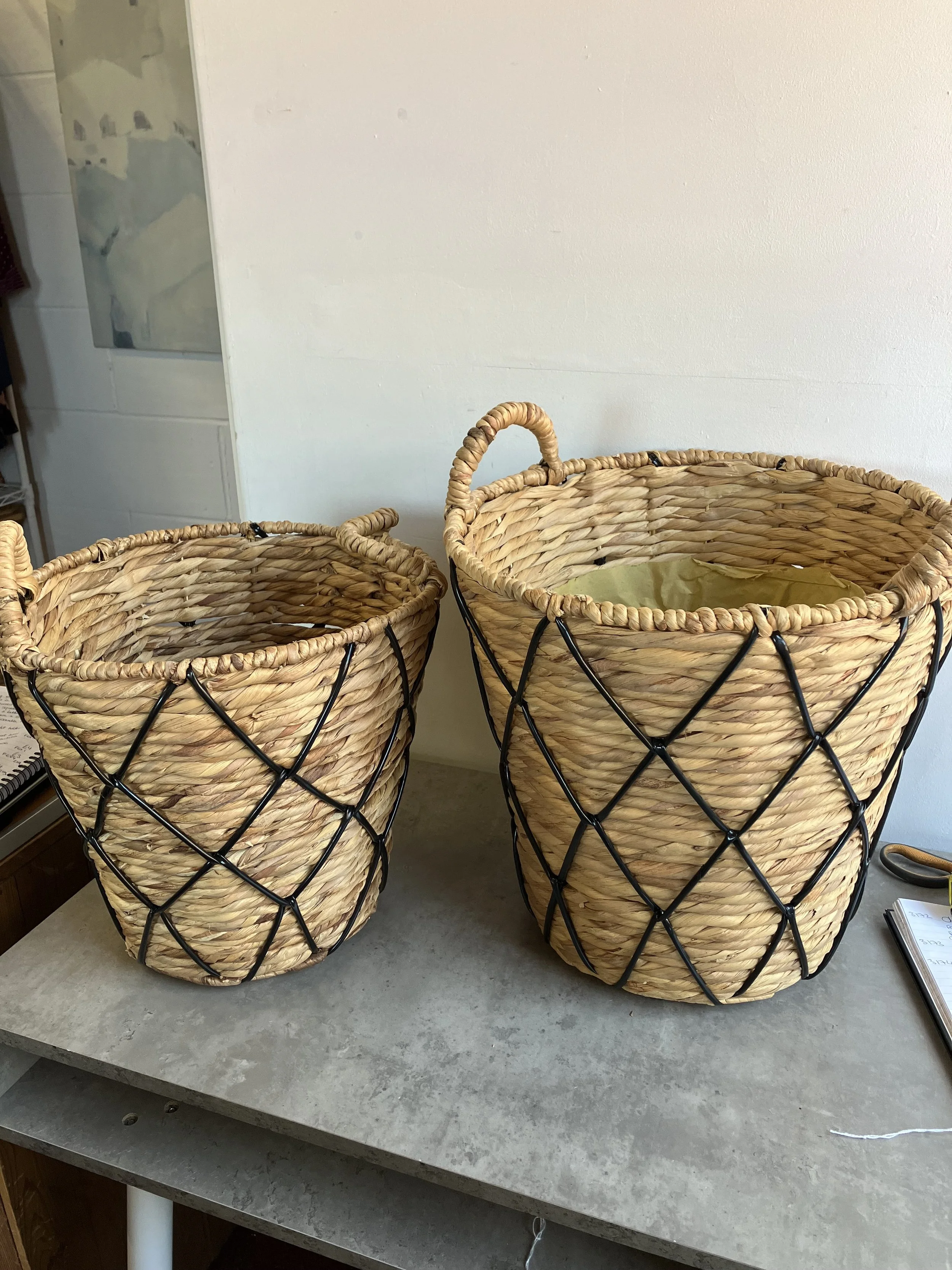 Set of Two Natural Woven Seagrass Baskets