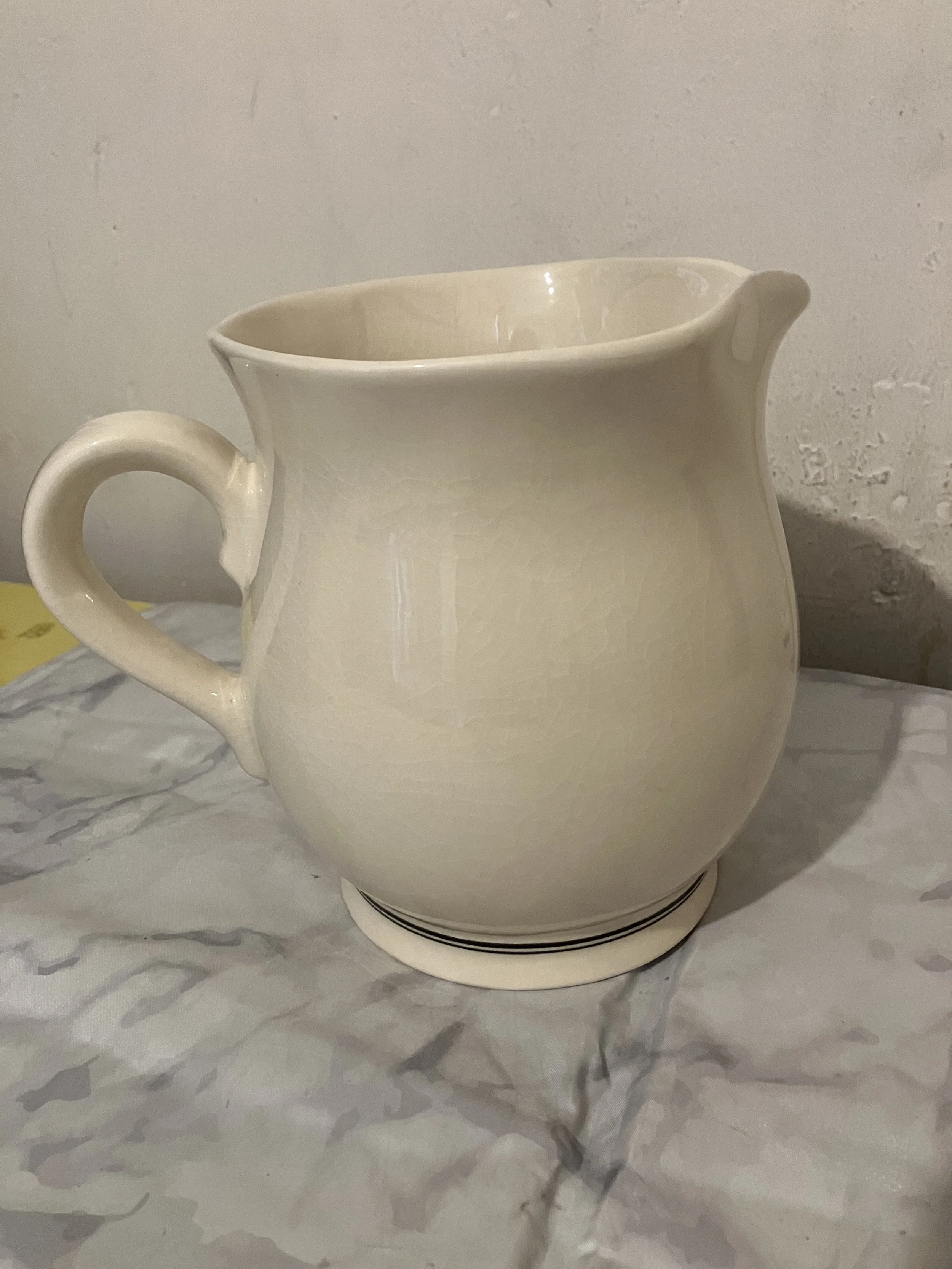 Large Cream and Black 1930s Lemonade Jug by Ditto