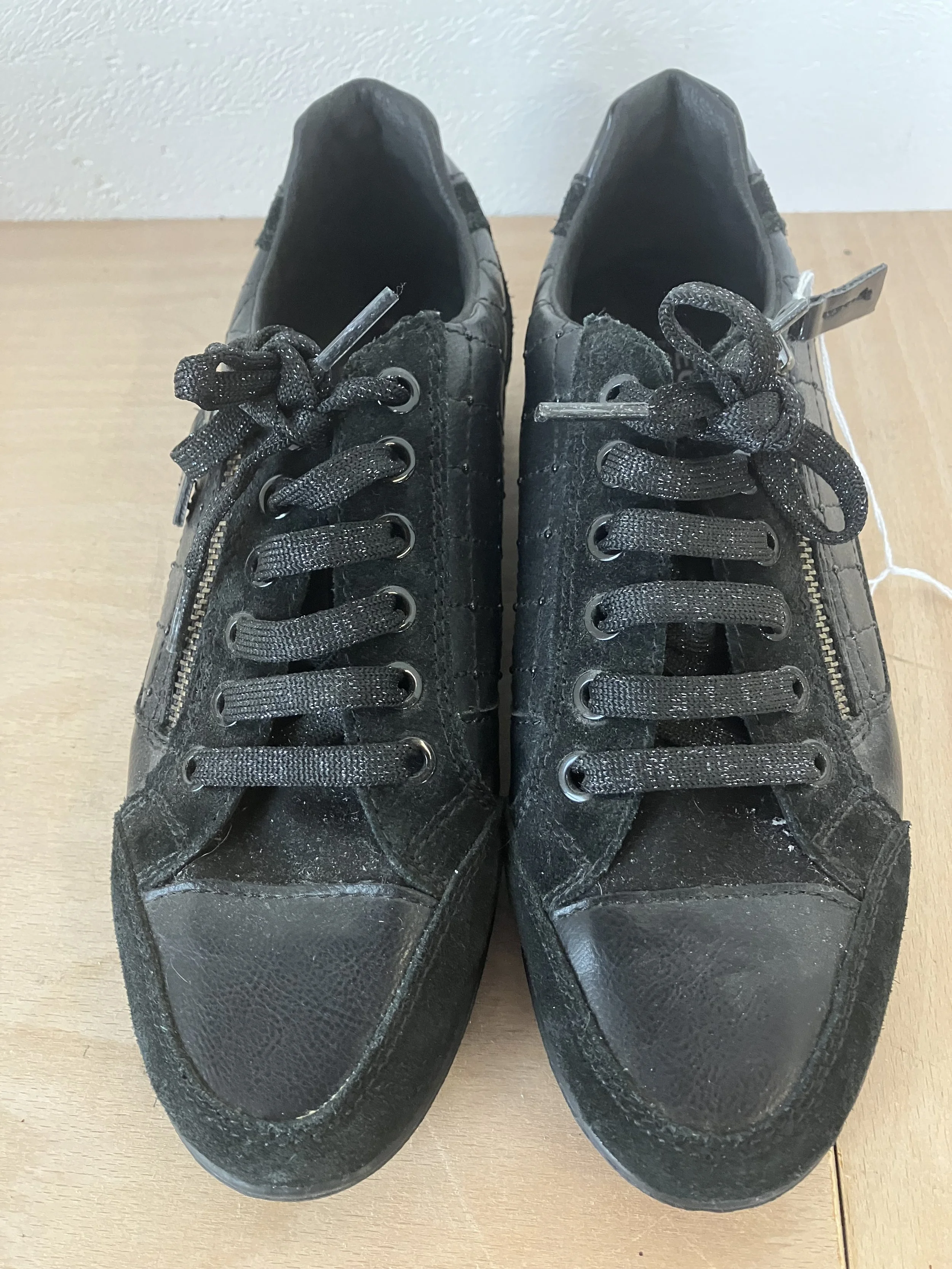 Pair of Geox Black Leather and Suede Trainers