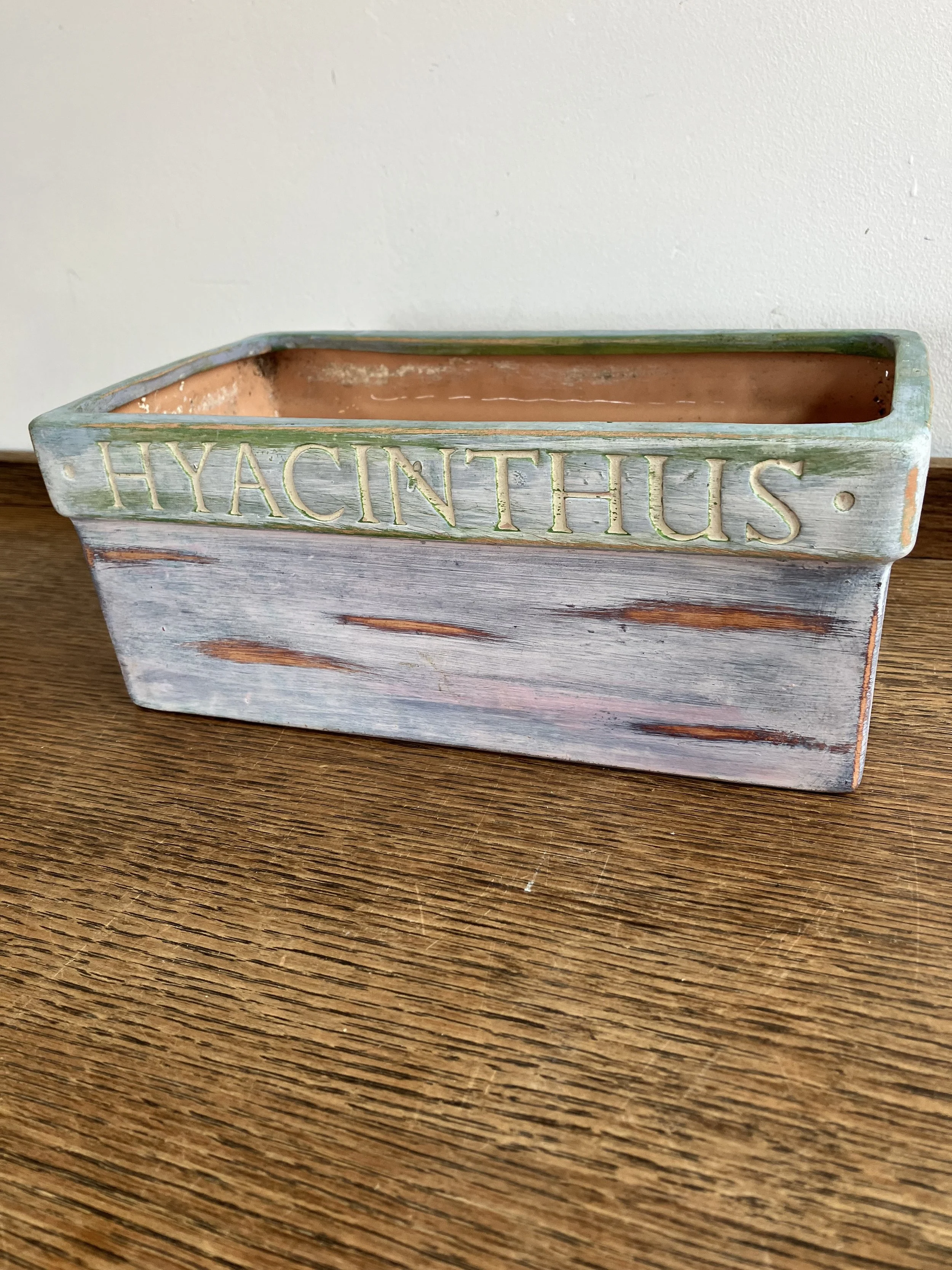 Rectangle Terracotta Blue Washed Hyacinth Planter