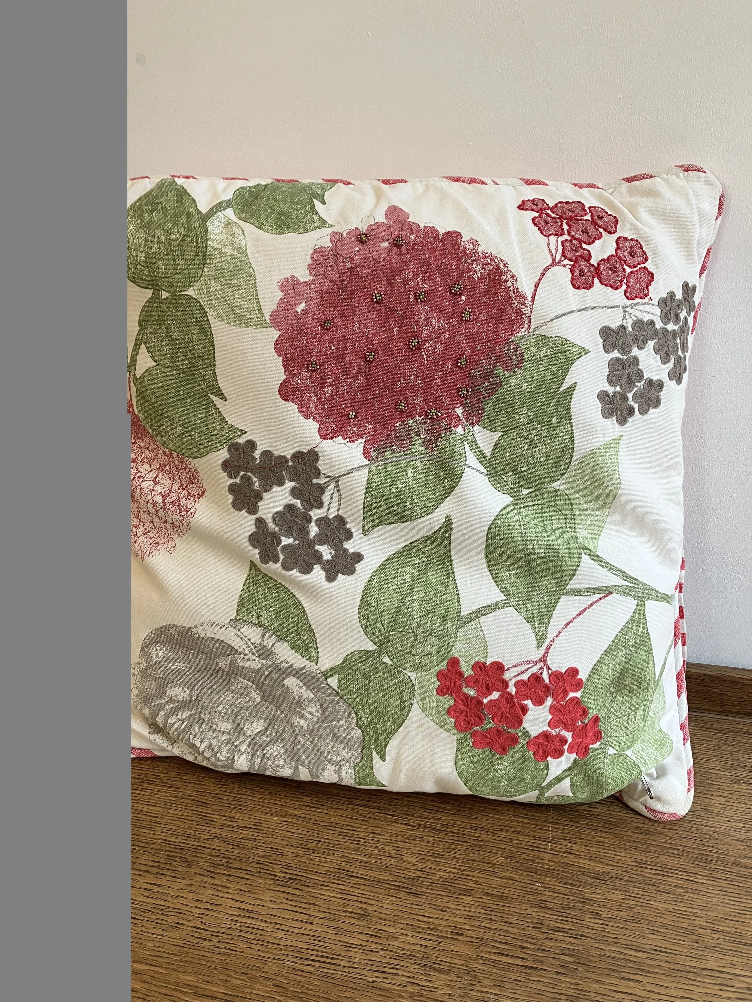 Set of Four Floral Patterned Square Cushions with Polyester Pads