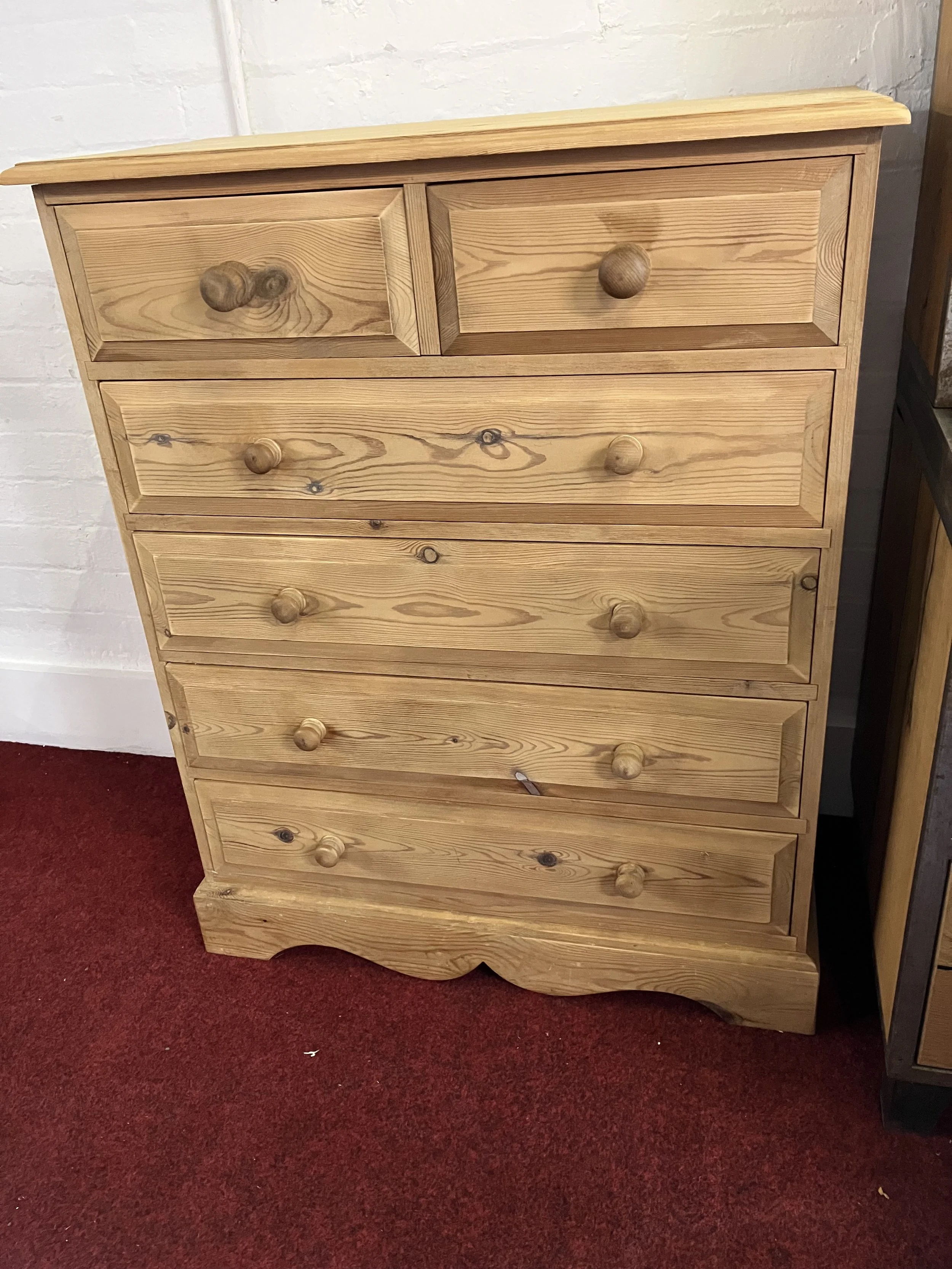 Solid Pine Two over Four Chest of Drawers