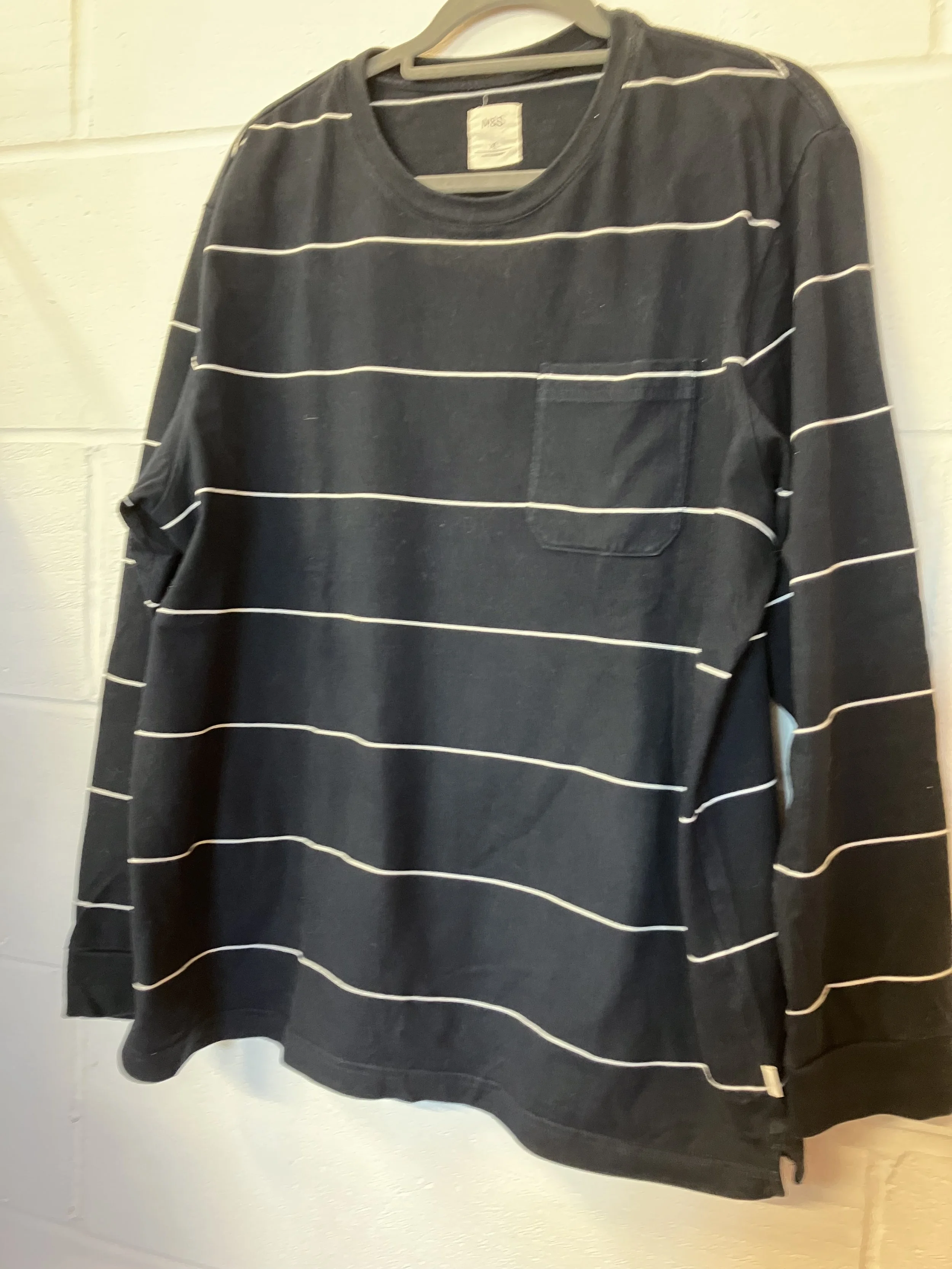 Men's Marks and Spencer Long Sleeved Striped Cotton Top