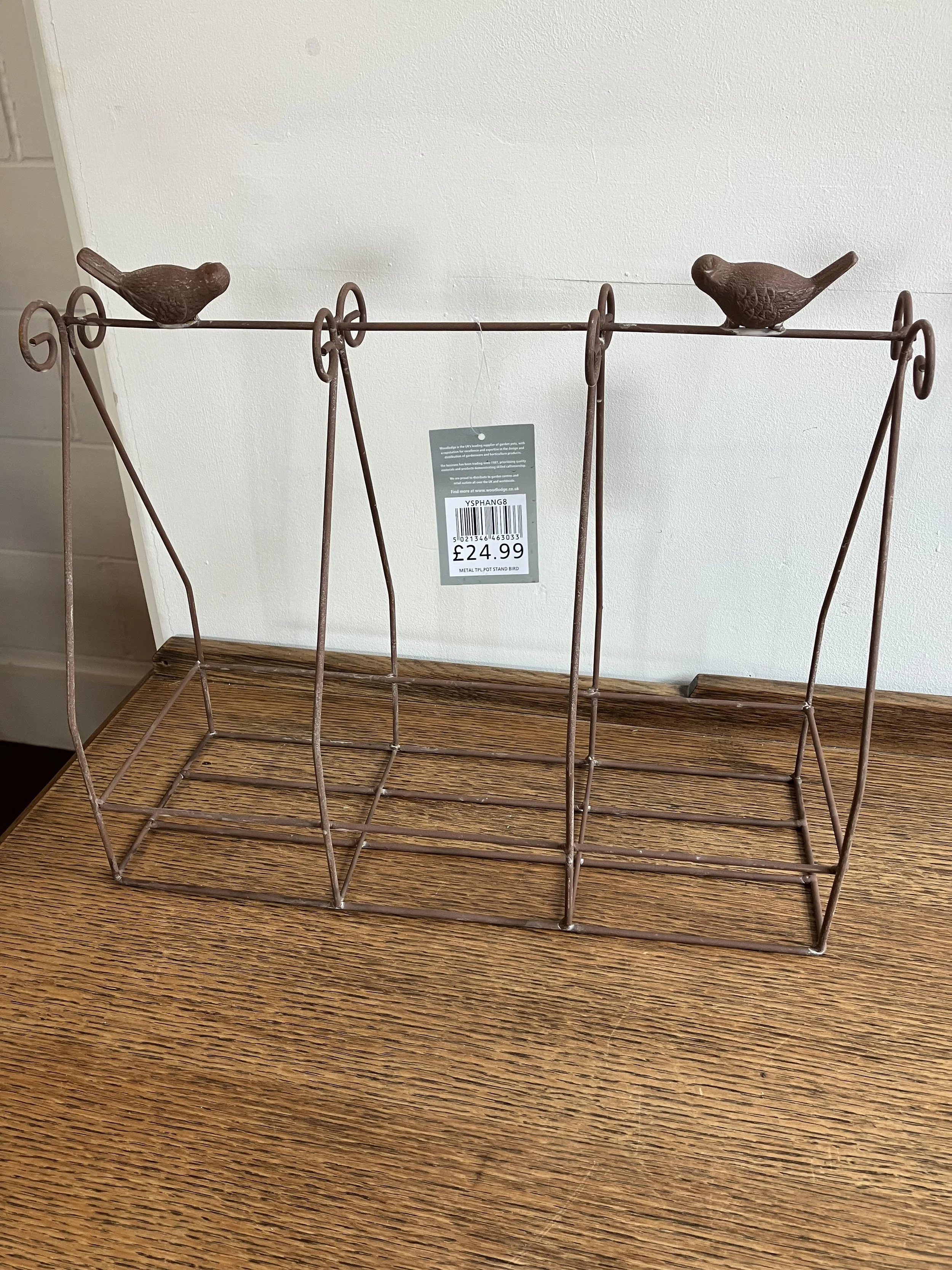 Woodlodge Rusted Metal Triple Plant Pot Stand