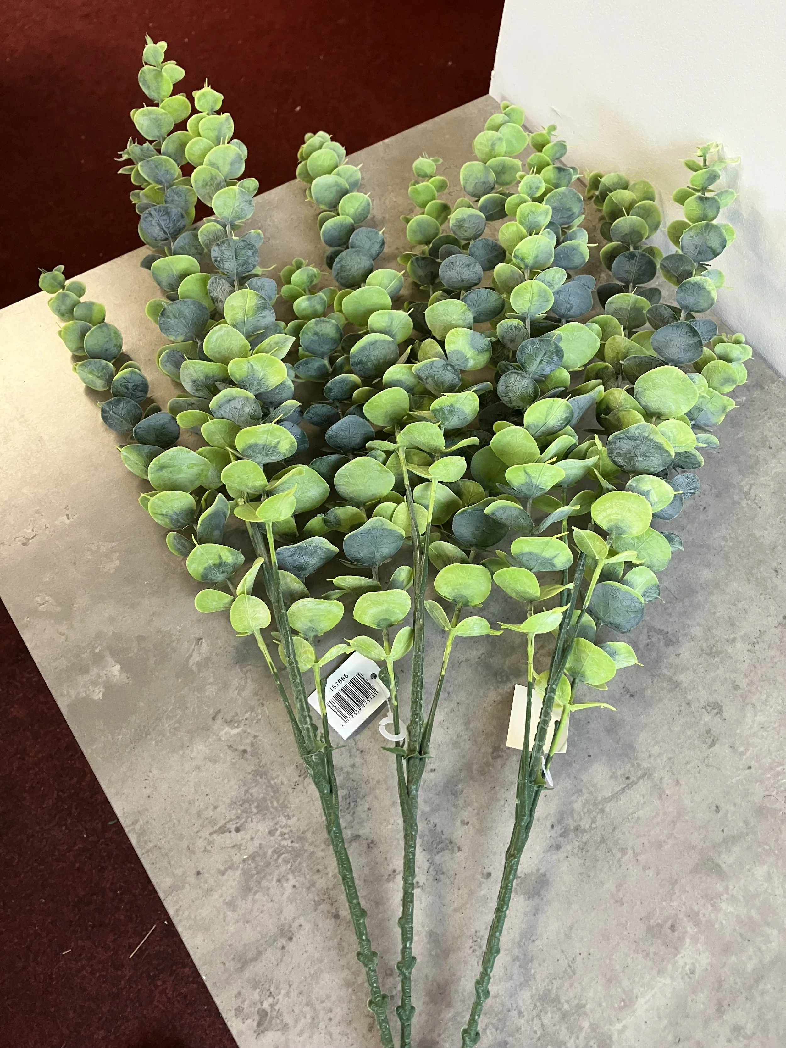 Set of Three Artificial Green Eucalyptus Stems