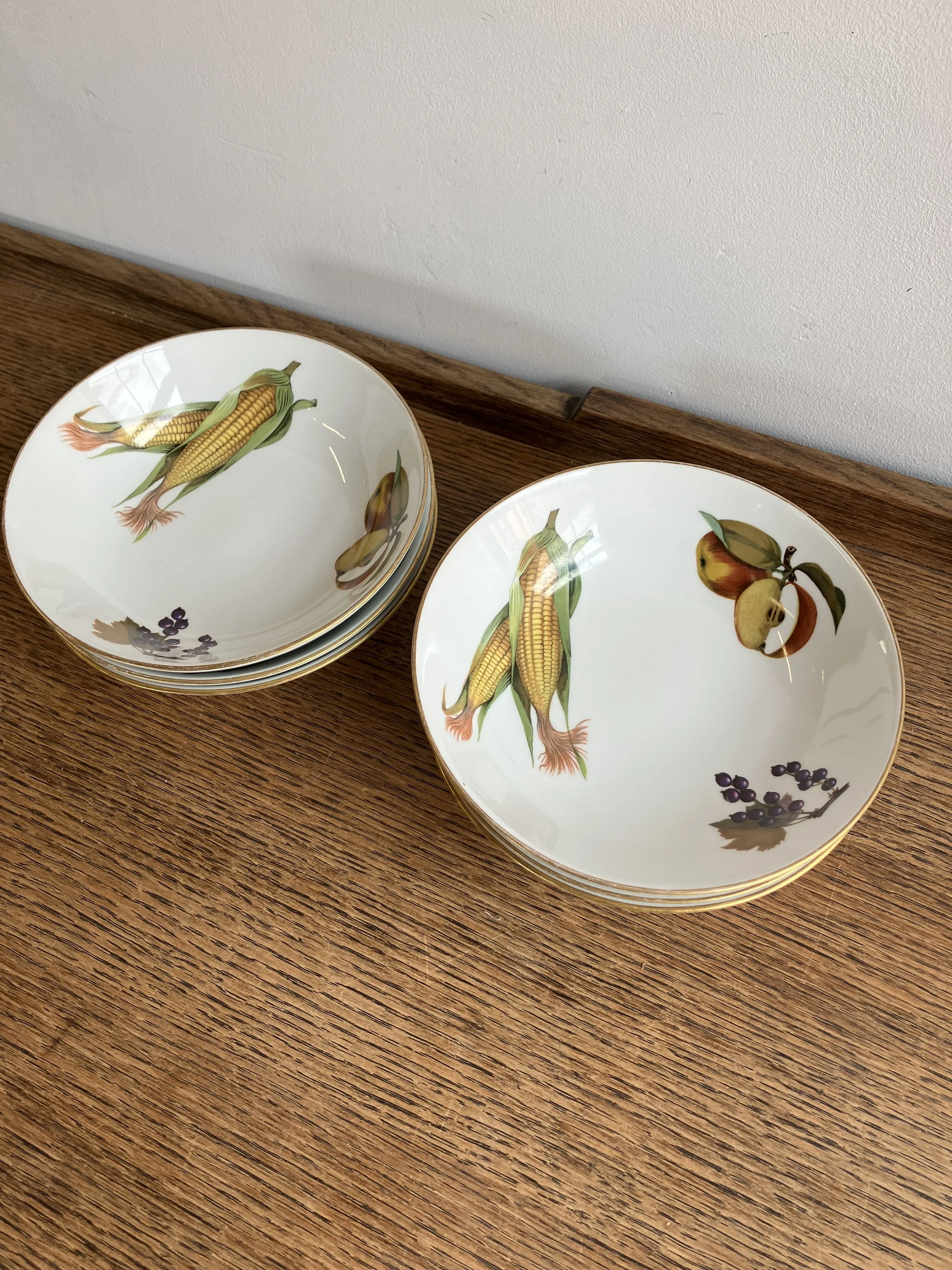 Set of Six Royal Worcester Evesham Round Dessert / Soup Bowls