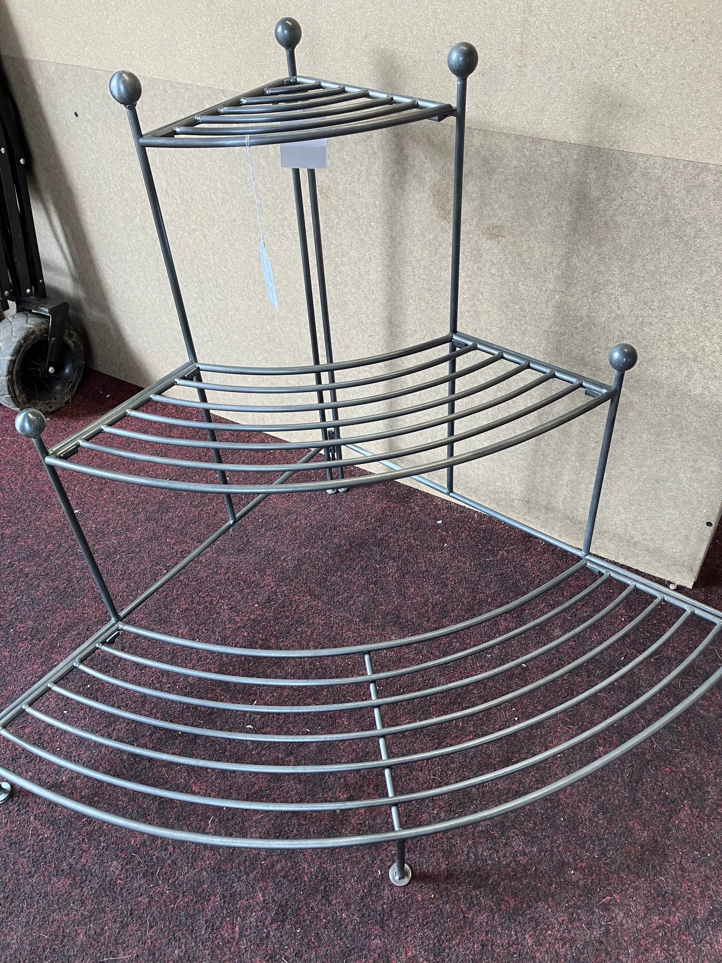 Loft 1850 Brushed Steel Three Tier Corner Plant Stand