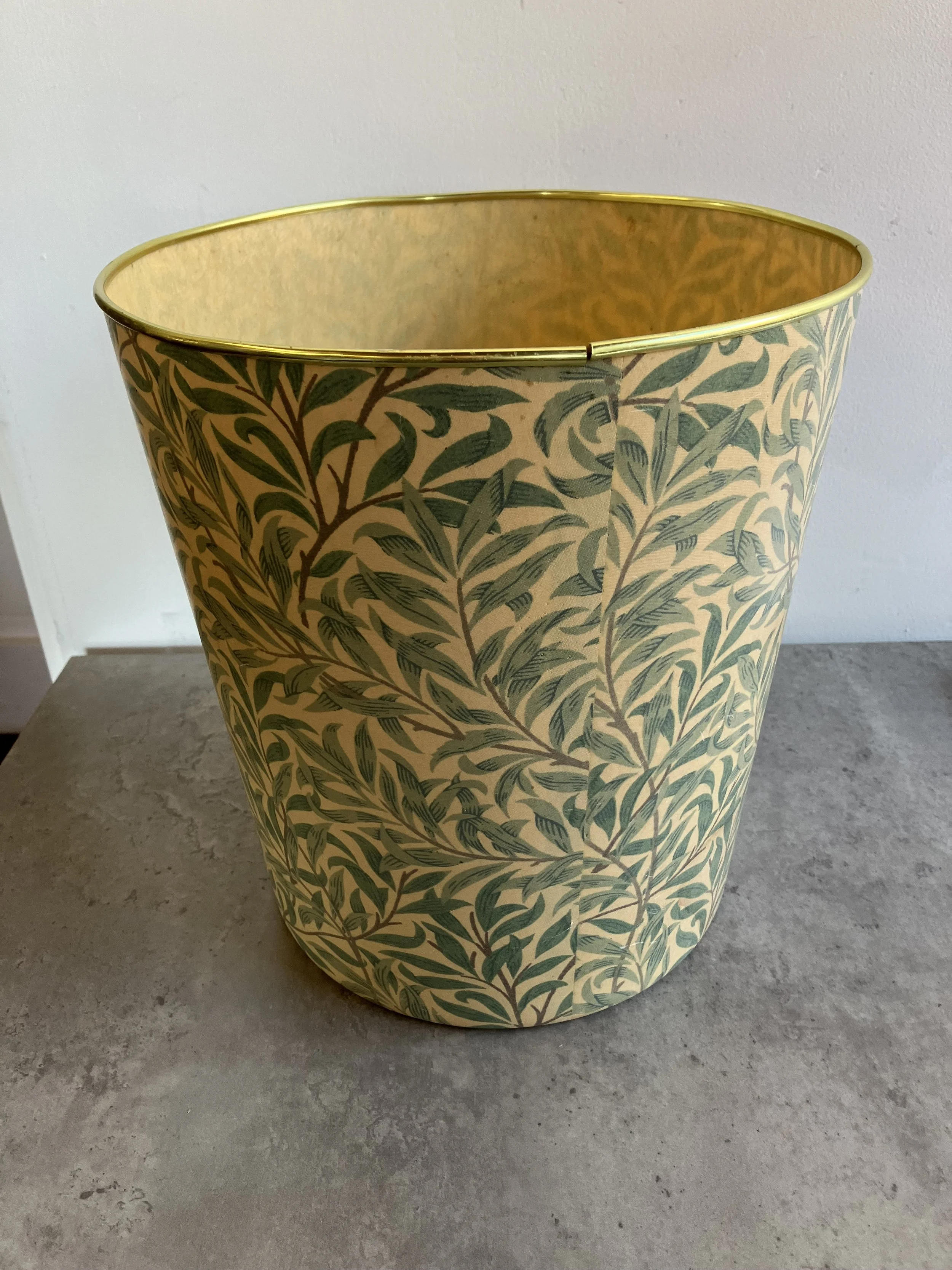 Vintage Waste Paper Basket with William Morris Willow Bough Pattern