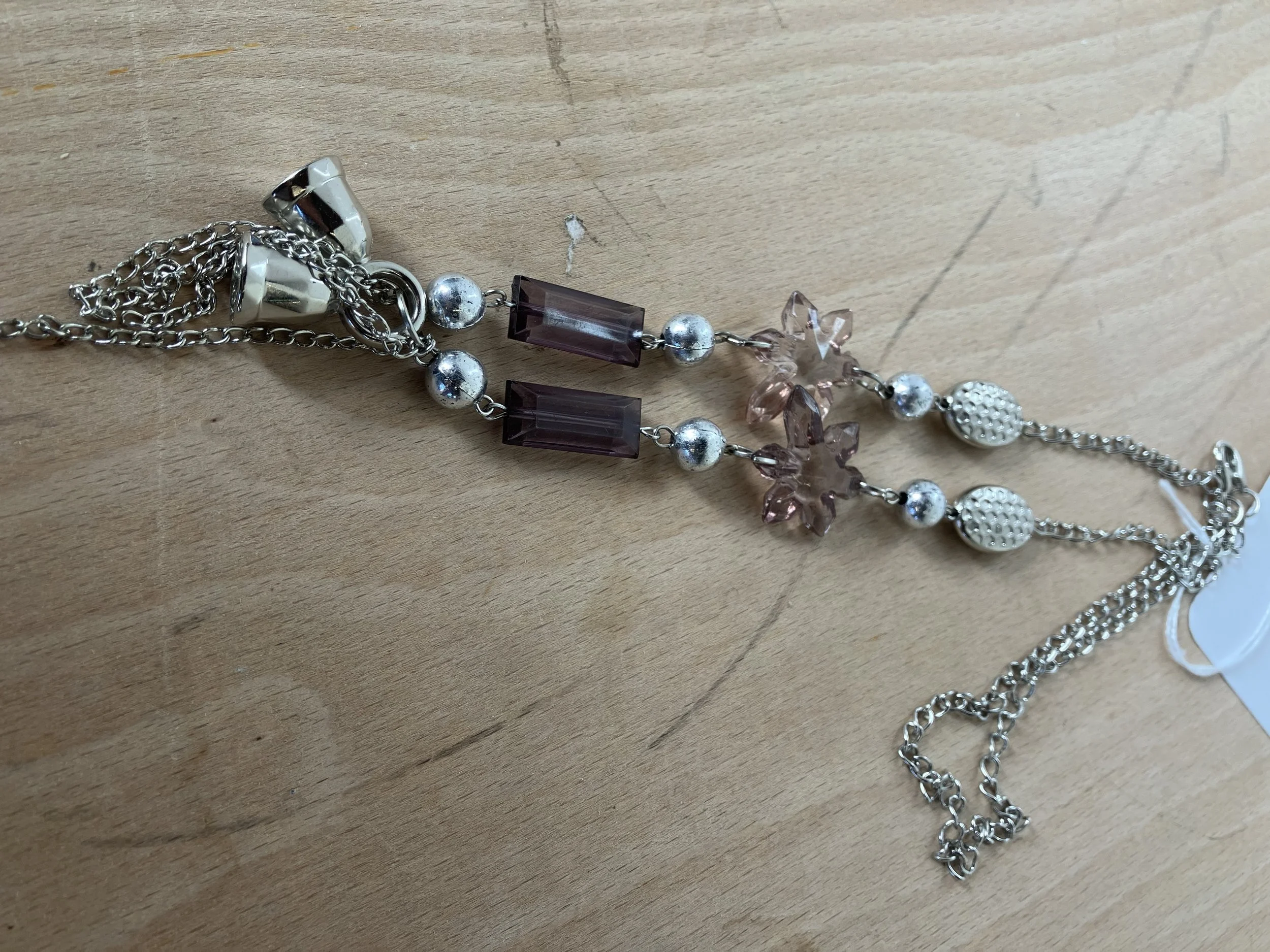 Silver Coloured Metal Chain Bag Charm
