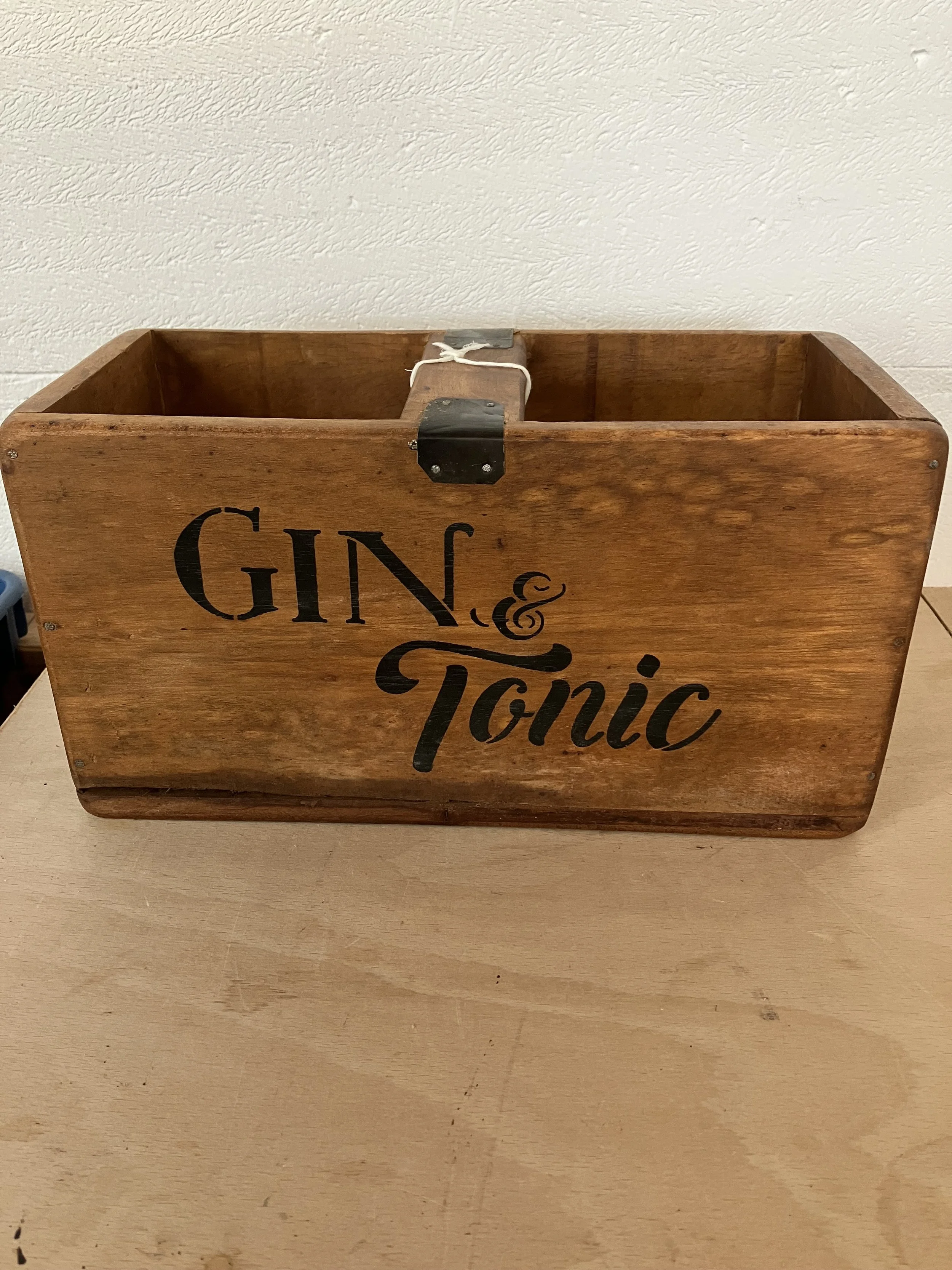 Small Wooden Gin and Tonic Box with Handle