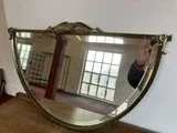 Edwardian Brass Framed Half Moon Wall Mounted Mirror