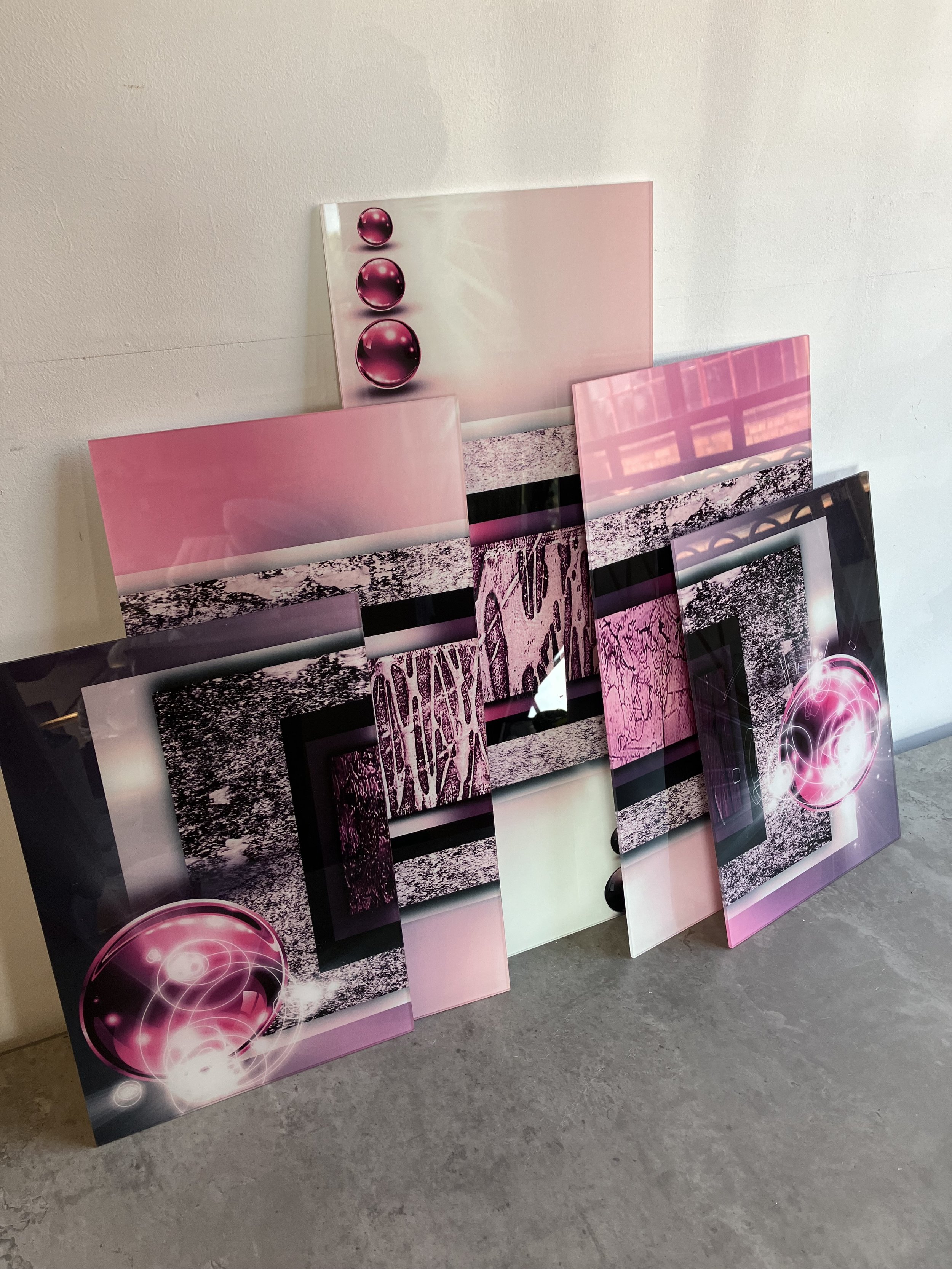 Modern Acrylic Five Panel Wall Art Titled Cyclamen Dream
