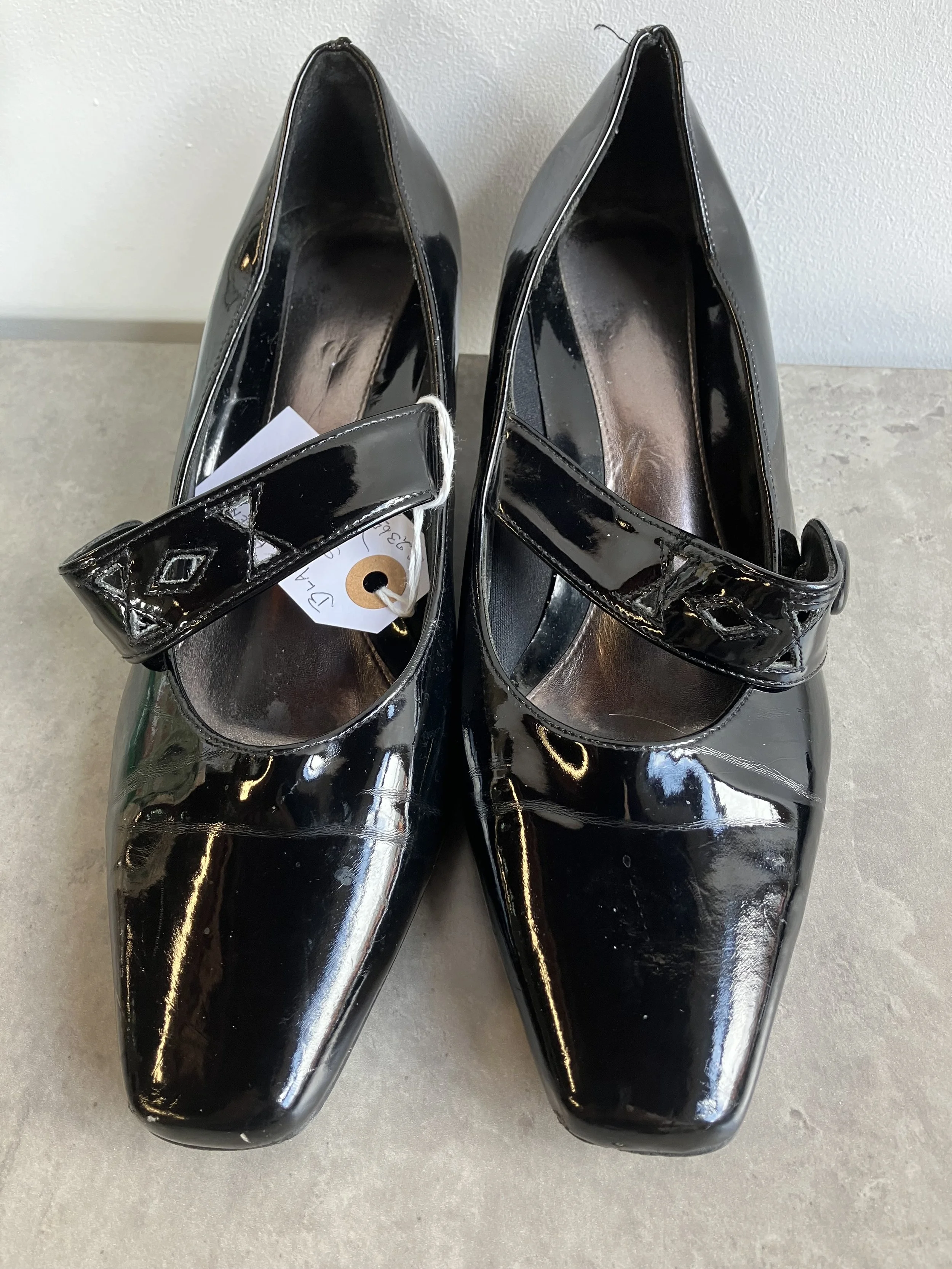 Black Patent Shoes with Strap Size 5