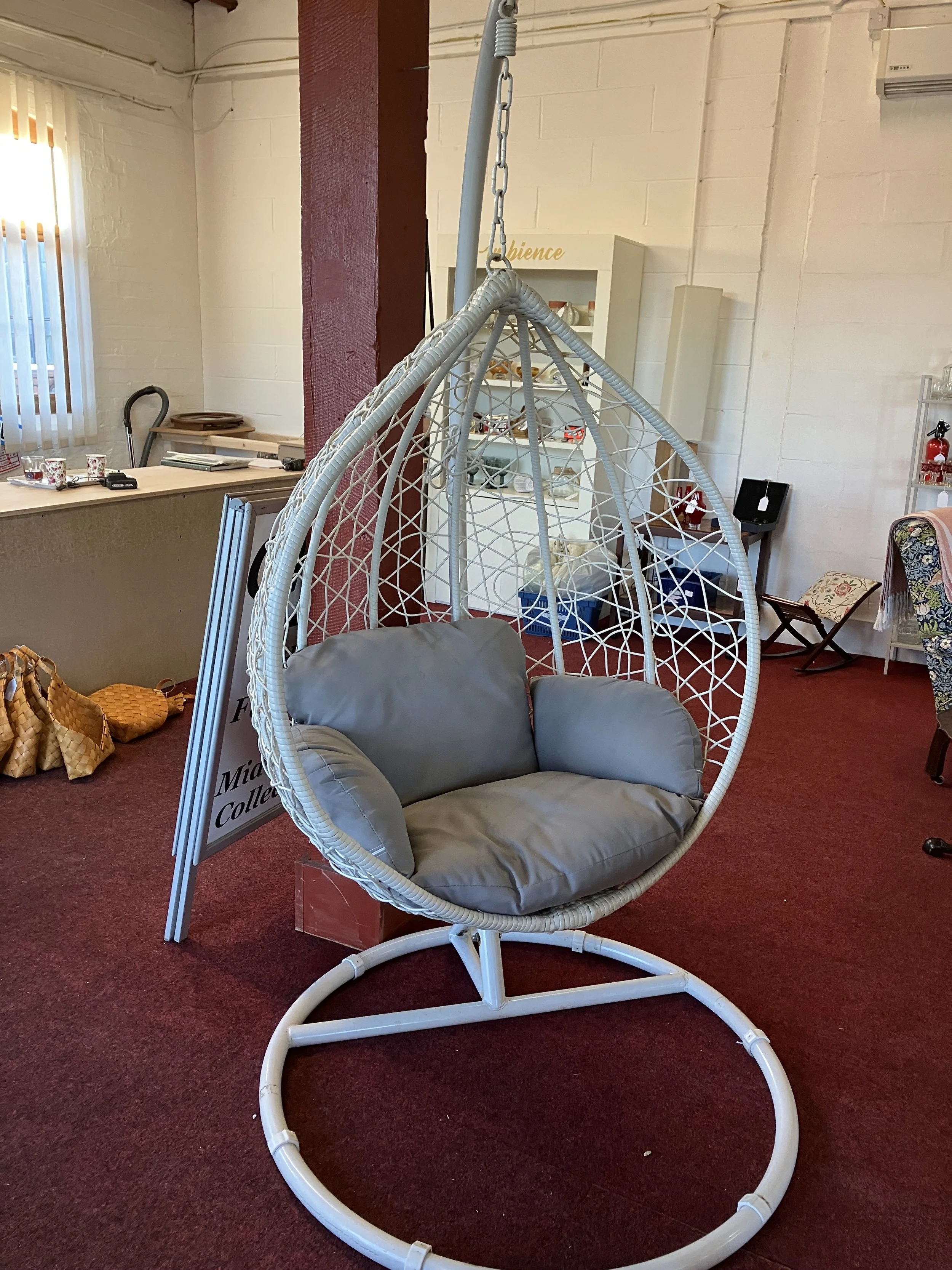 Large Garden Hanging Egg Chair on Metal Stand