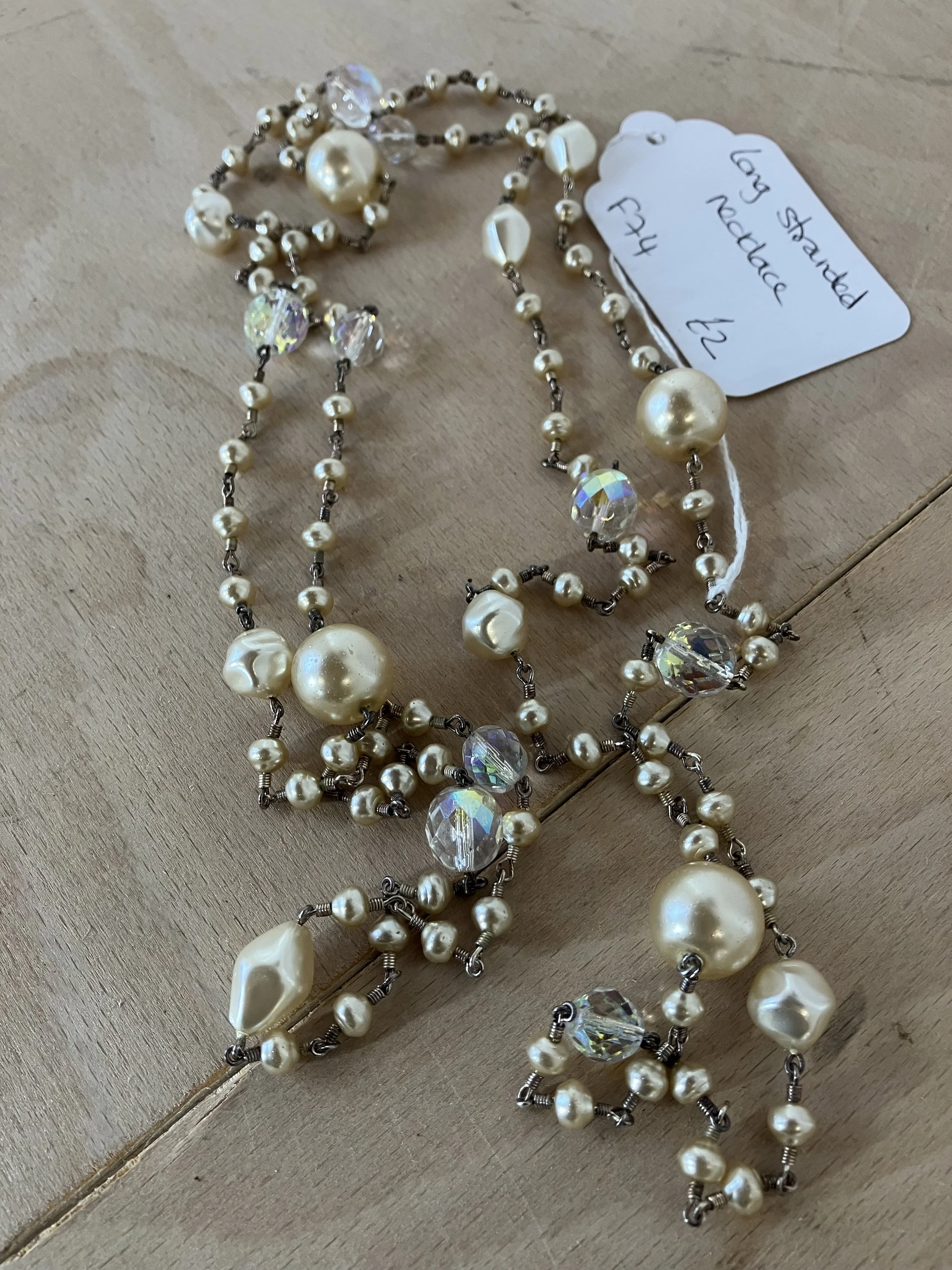 Long Single Stranded Necklace with Bead Decoration