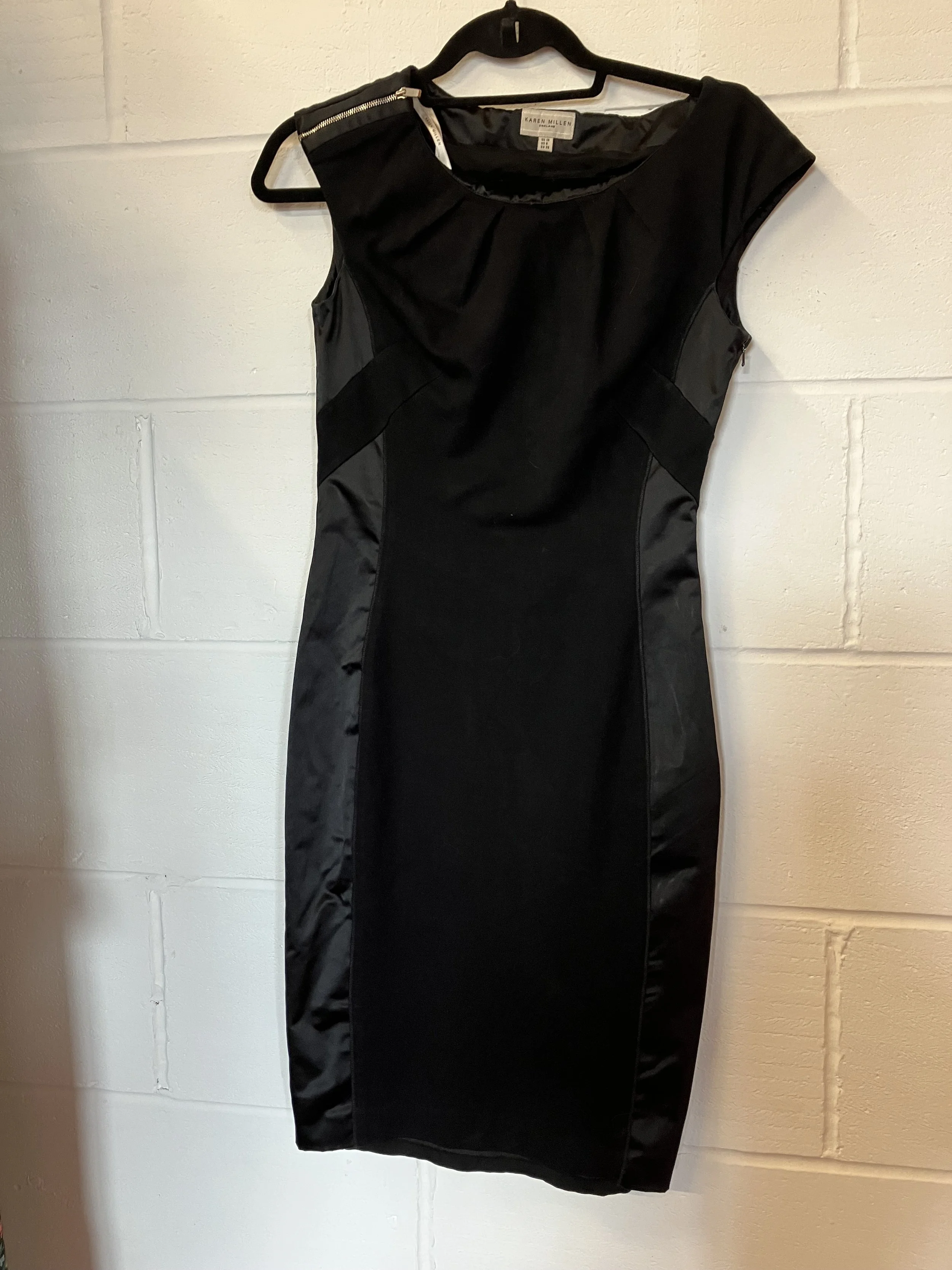 Karen Millen Black Sleeveless Dress with Satin Trim