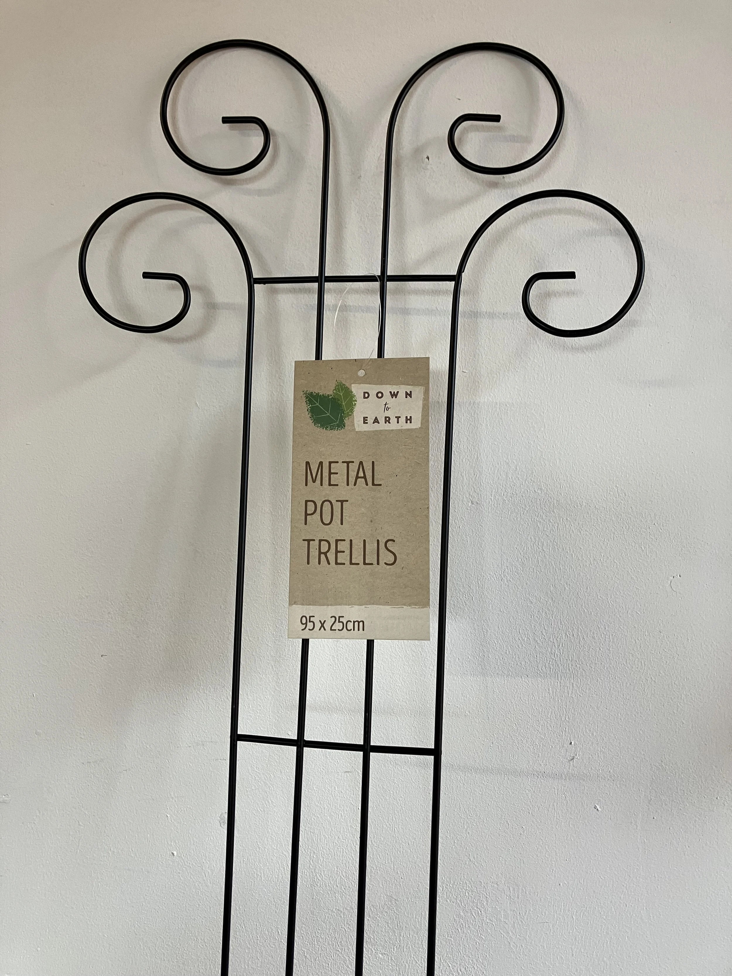 Down to Earth Black Metal Pot Trellis with Scroll Pattern