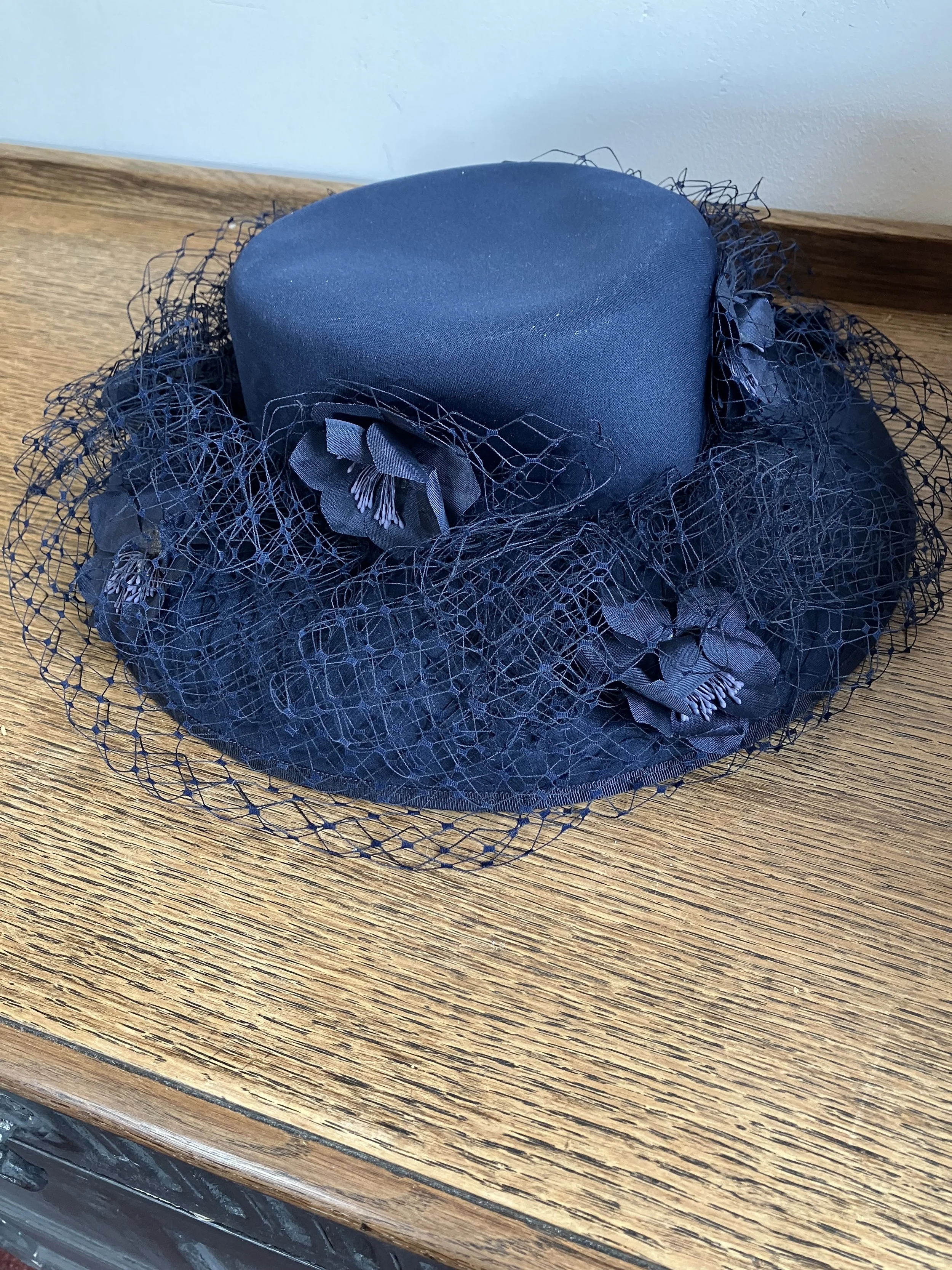 Vintage BHS Navy Blue Special Occasion Hat One Size