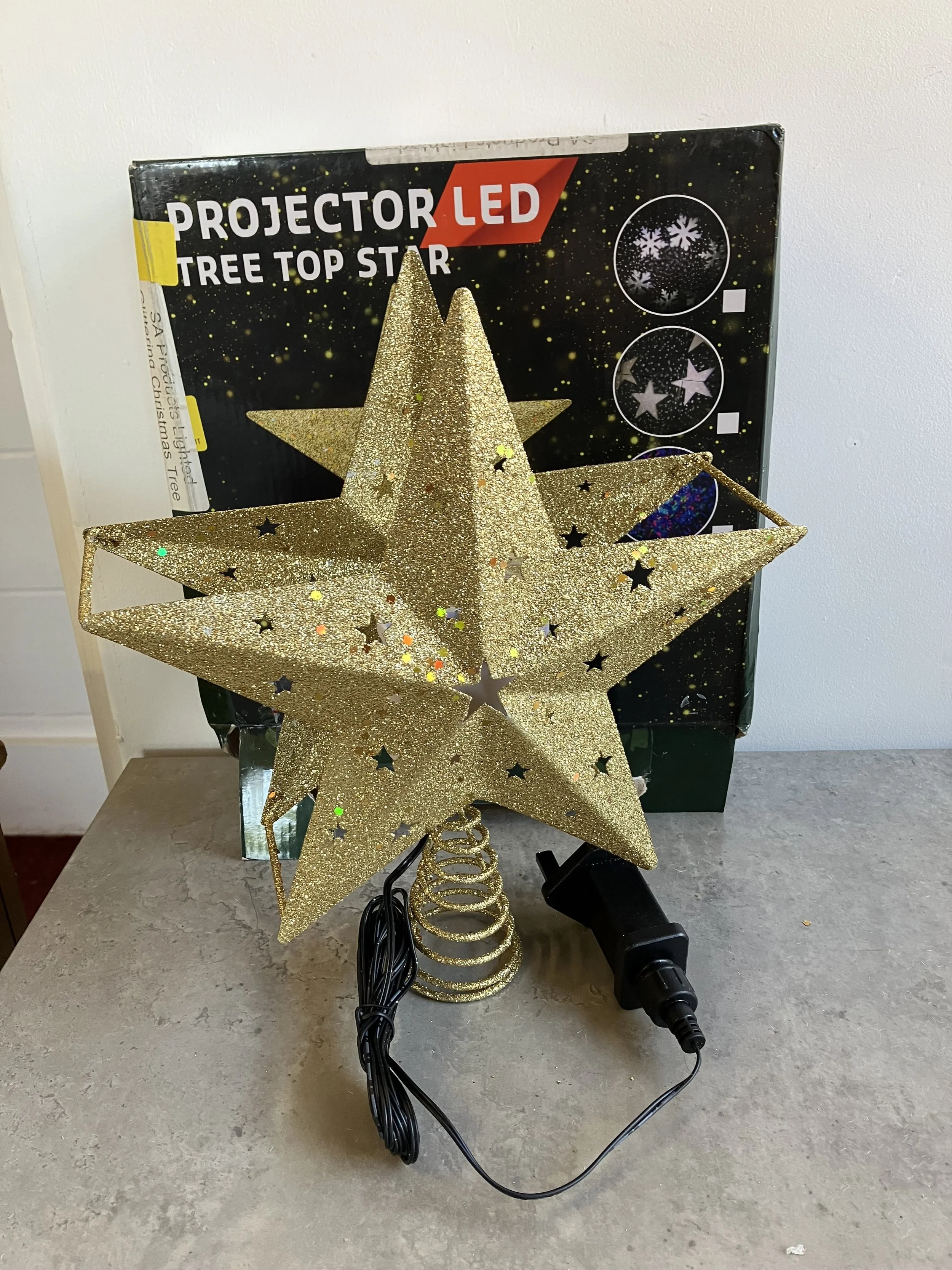 Gold Metal Christmas Tree Topper and Projector