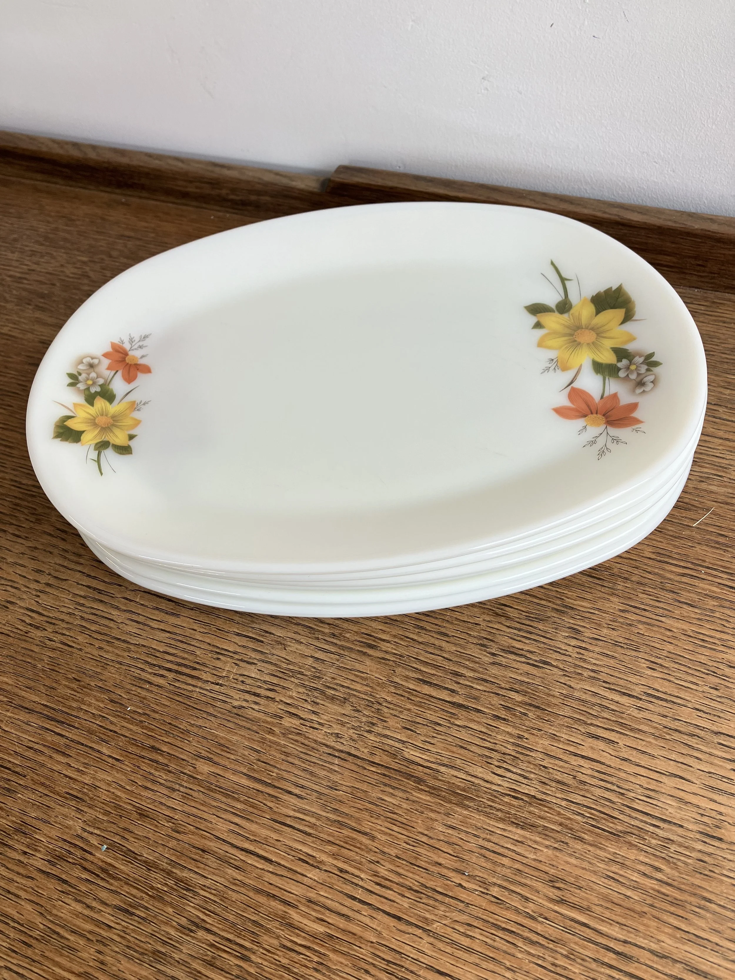 Set of Six 1970's JAJ Pyrex Autumn Glory Patterned Dinner Plates