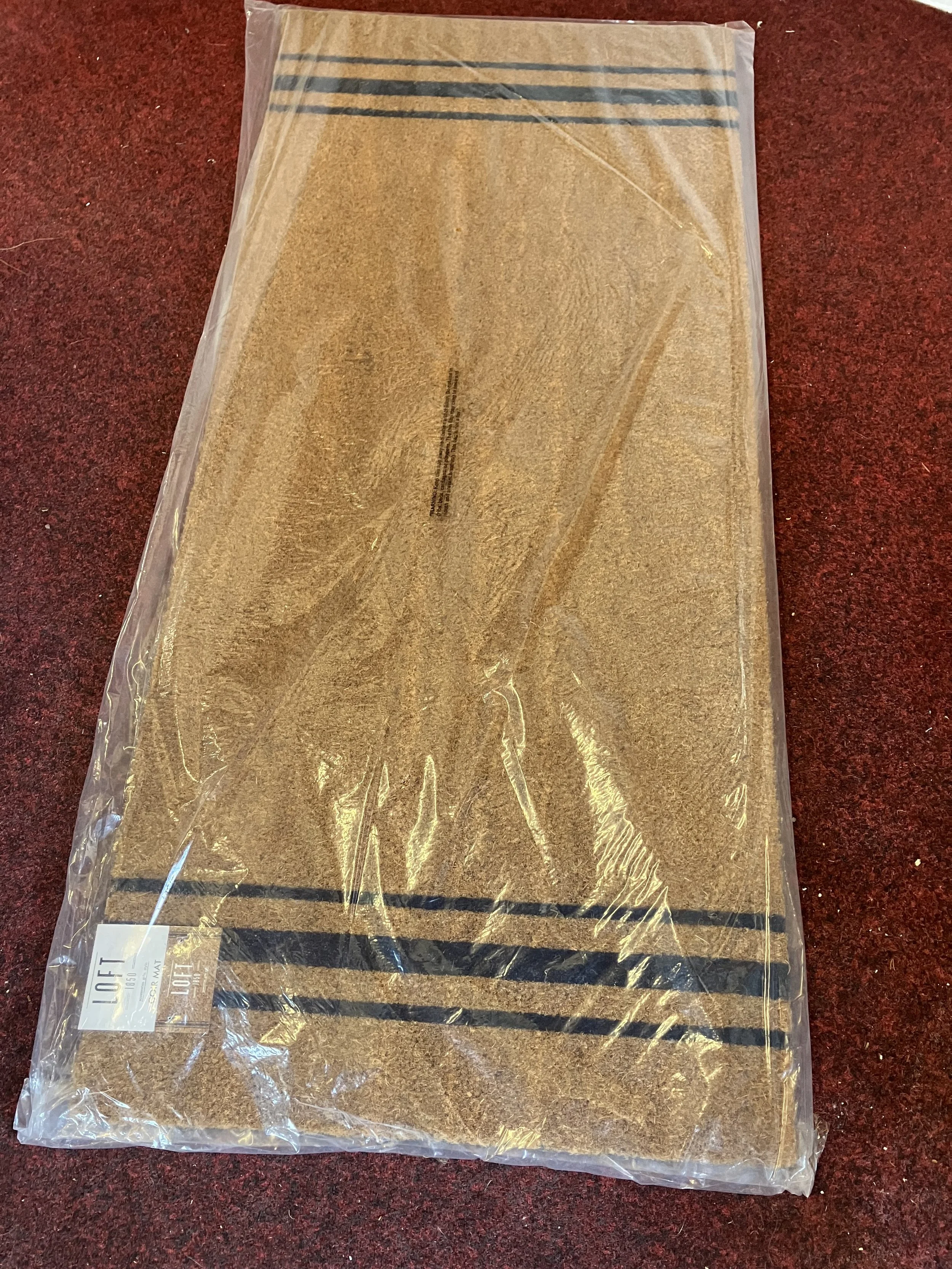 Loft 1850 Large Rectangle Coir Doormat with Navy Blue Stripes