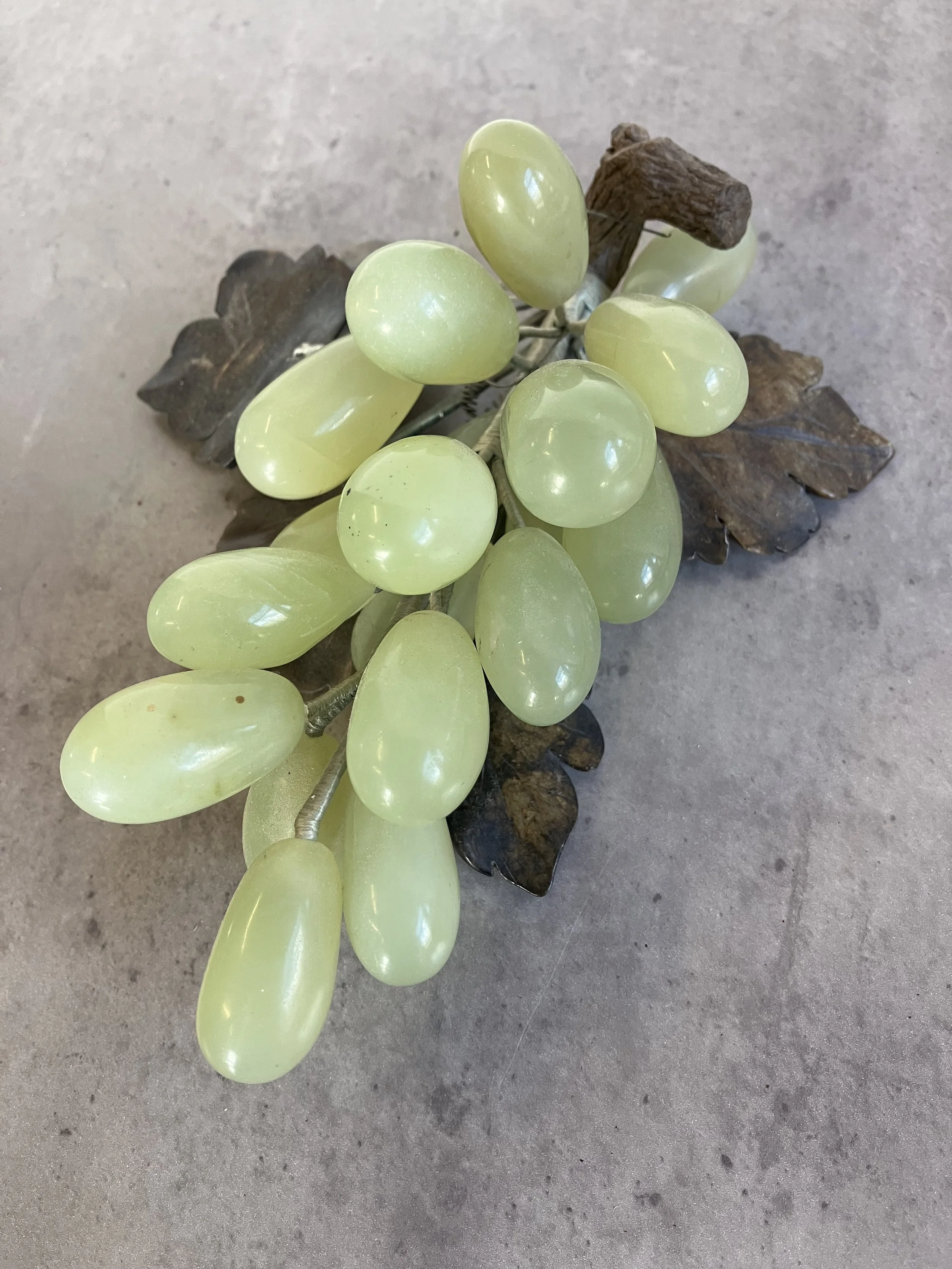 Mid Century Green Hardstone Bunch of Grapes