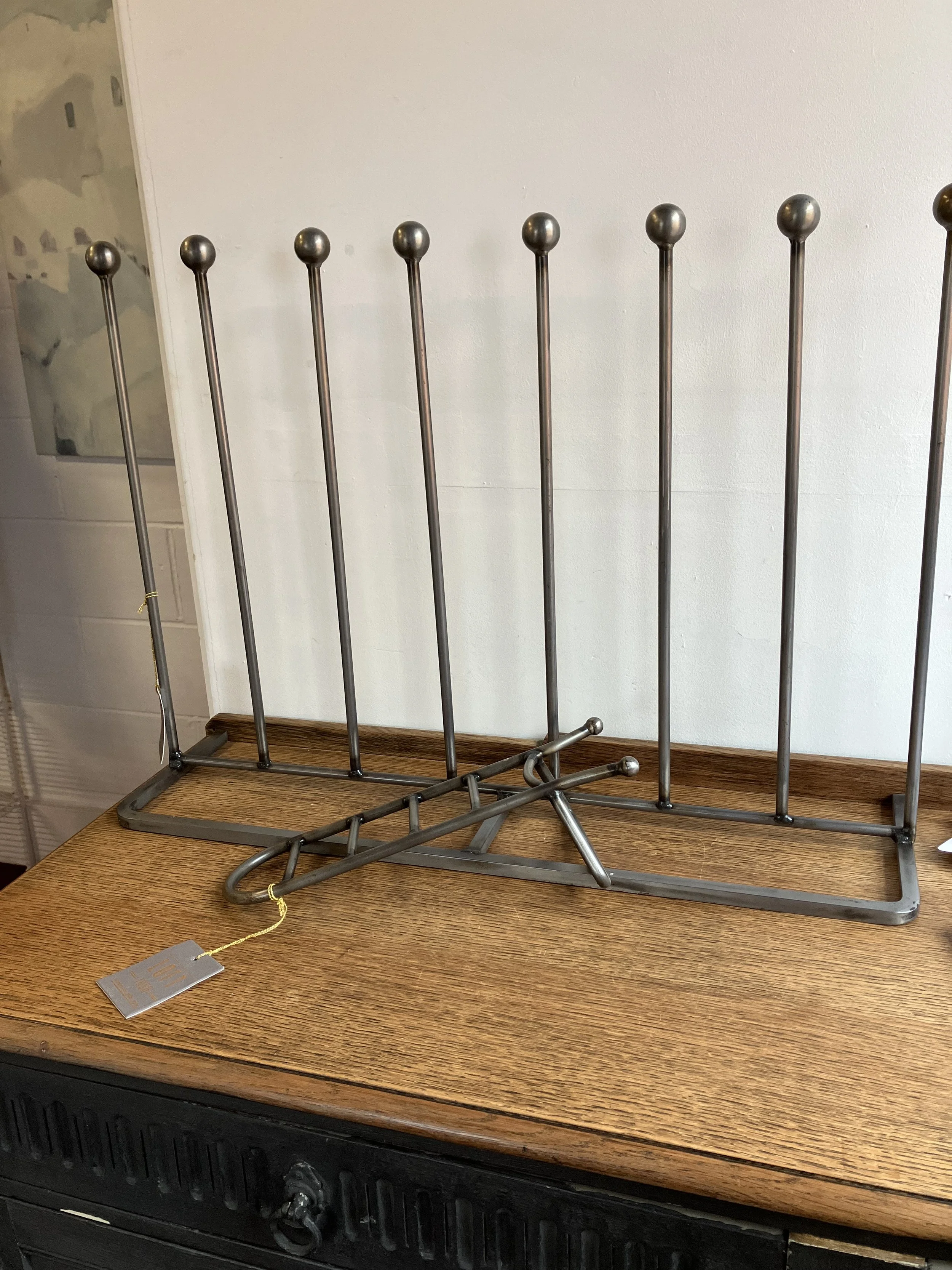 Loft 1850 Brushed Steel Single Row Welly Boot Stand with Boot Jack