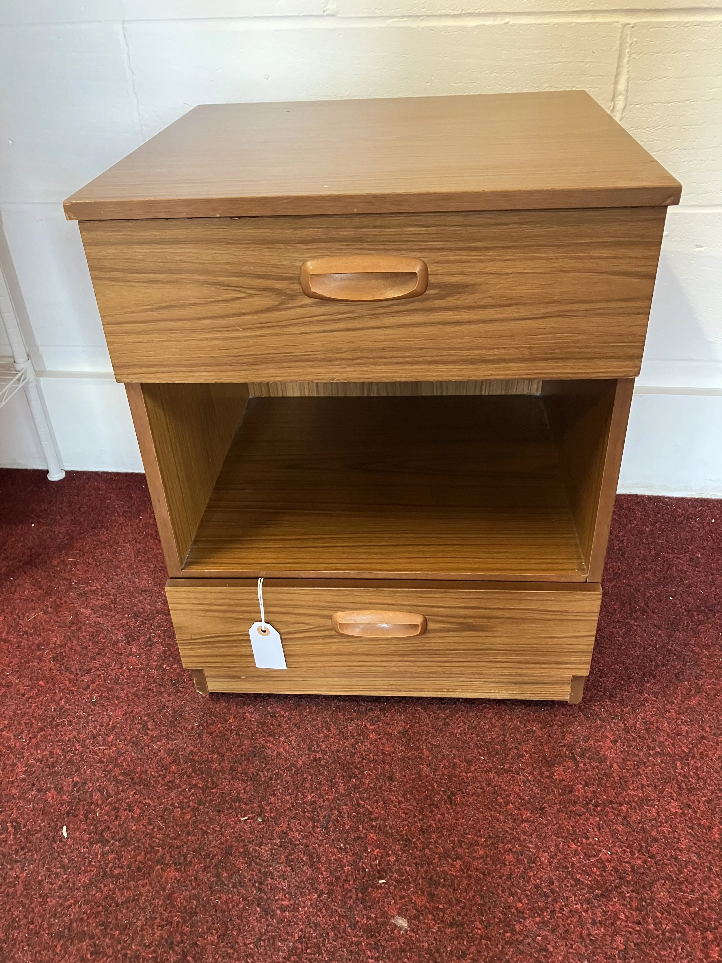 Mid Century Teak Veneer Schreiber Bedside Table