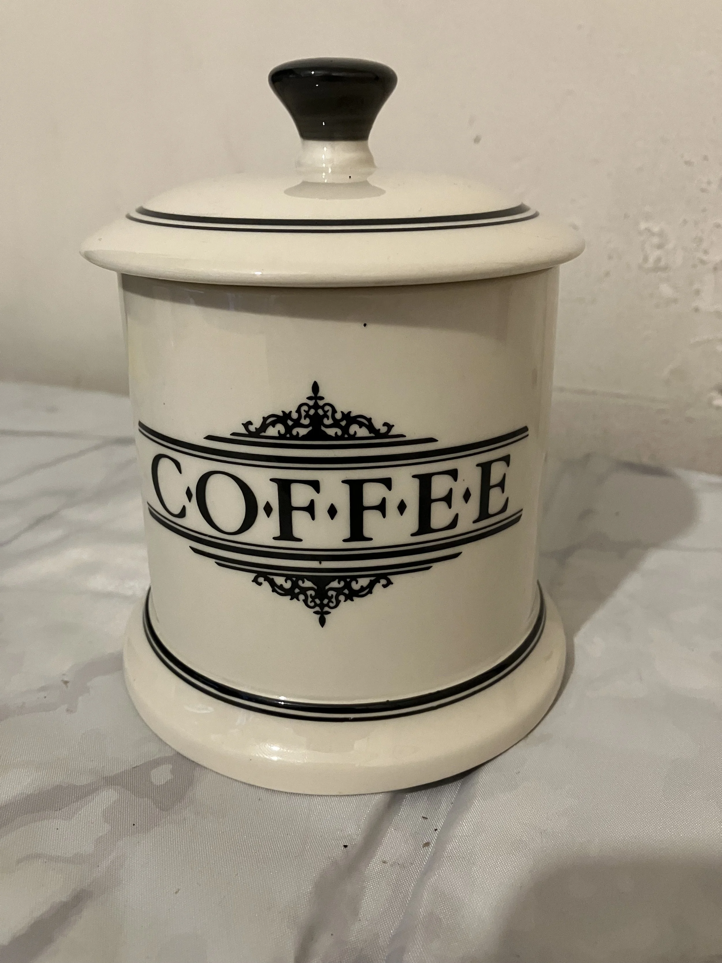 Small Cream and Black 1930's Coffee Cannister by Ditto