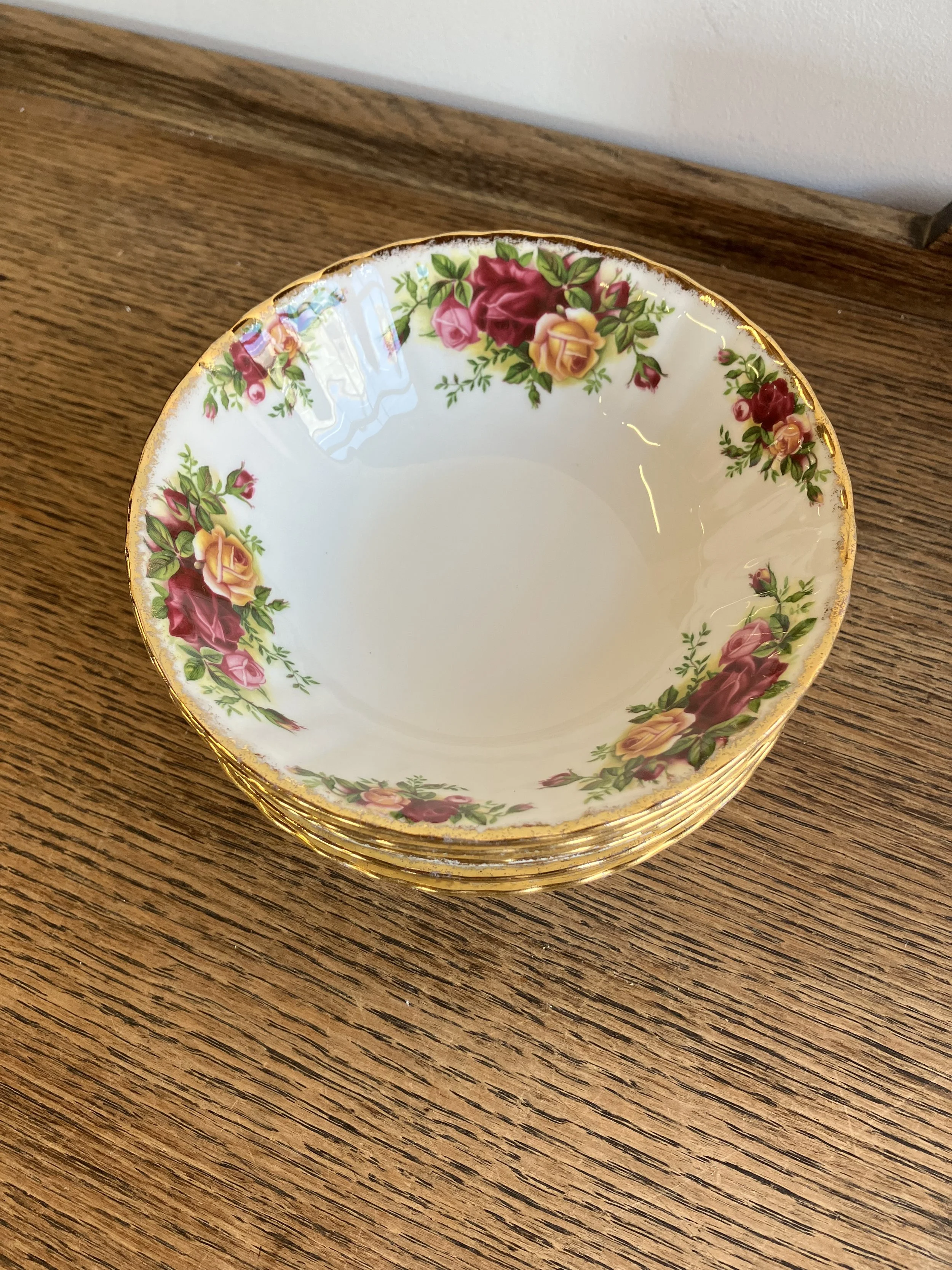 Set of Eight Royal Albert Old Country Roses Dessert Bowls