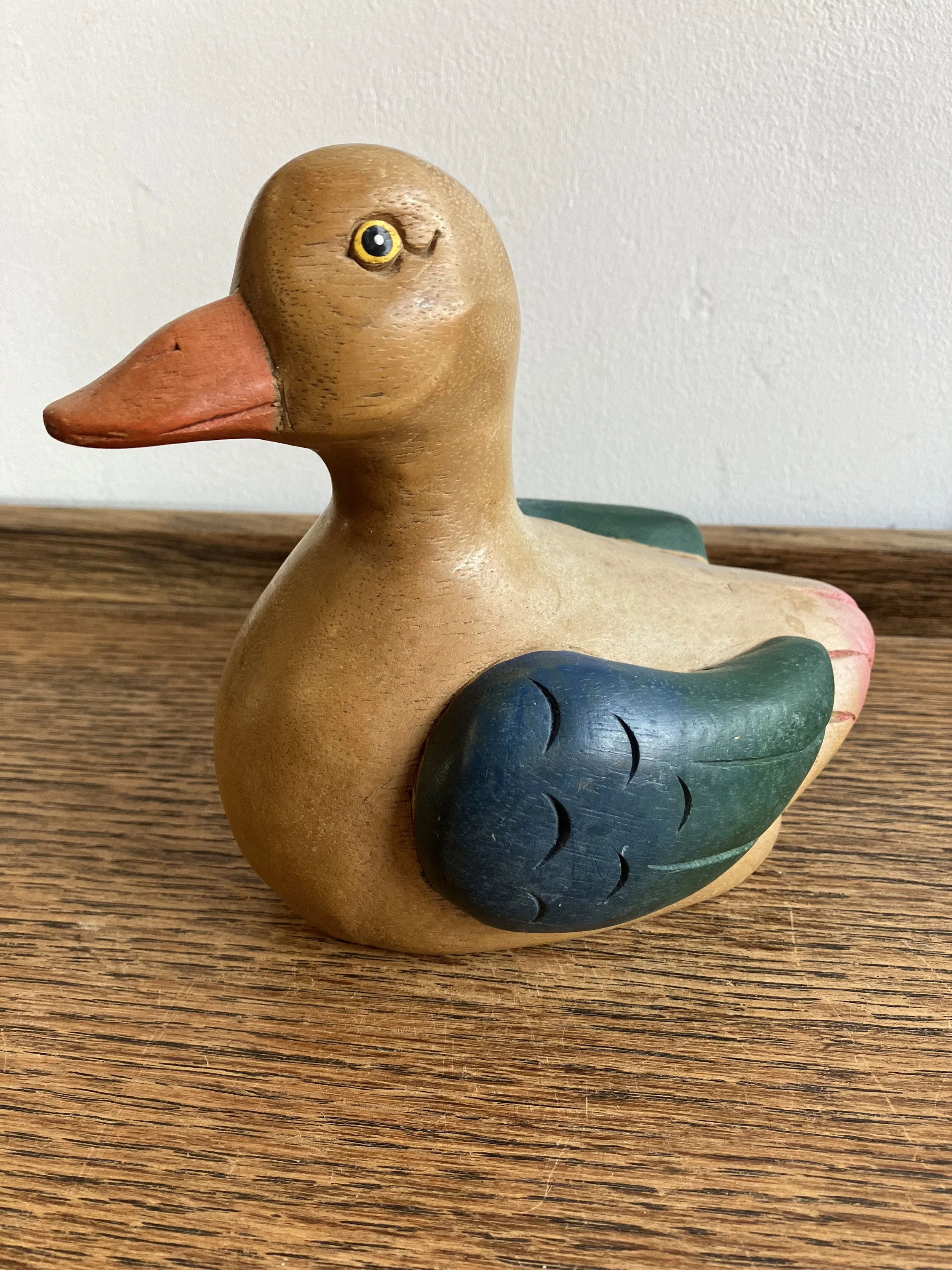 Small Wooden Carved and Painted Duck Ornament