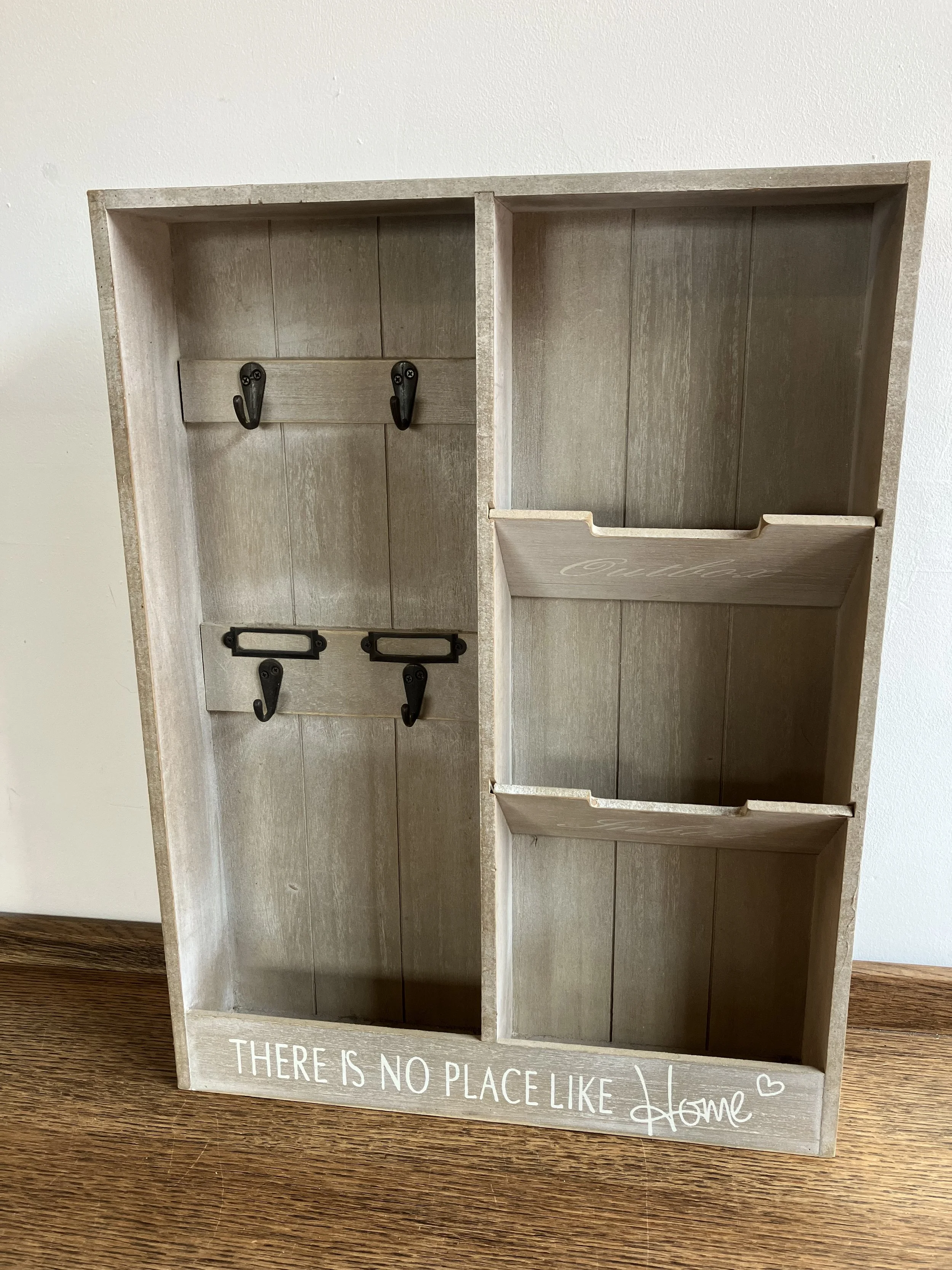 Grey Washed Wooden There's No Place Like Home Wall Mounted Letter Rack
