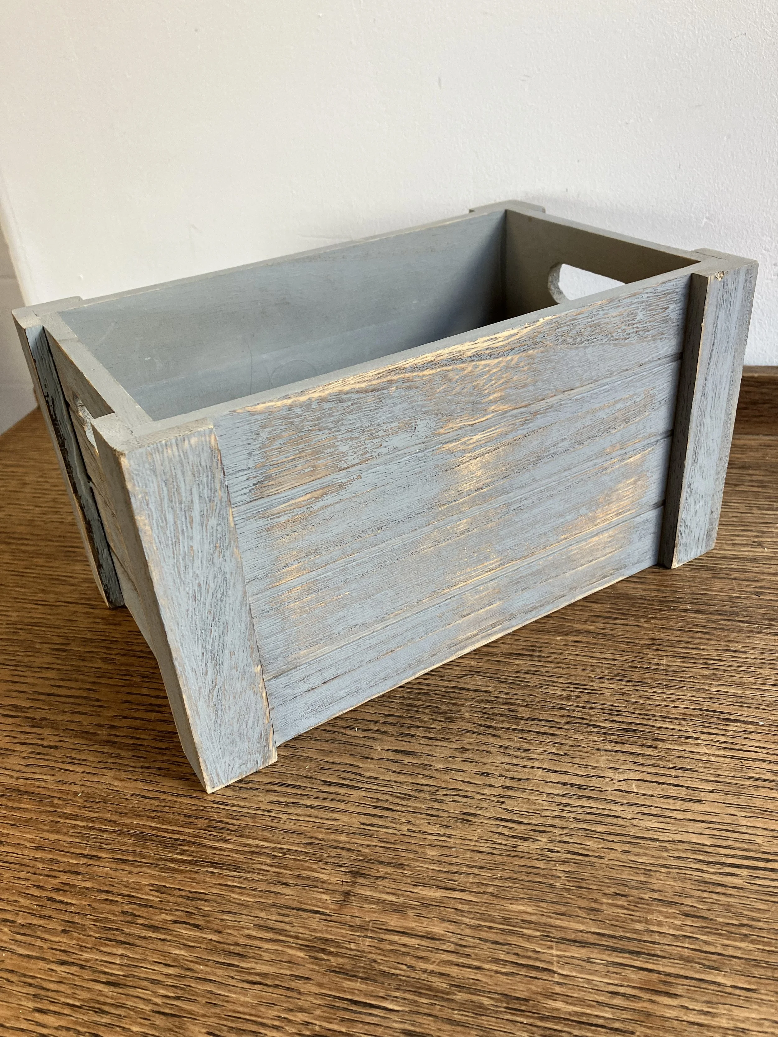 Small Rectangle Grey Washed Wooden Crate