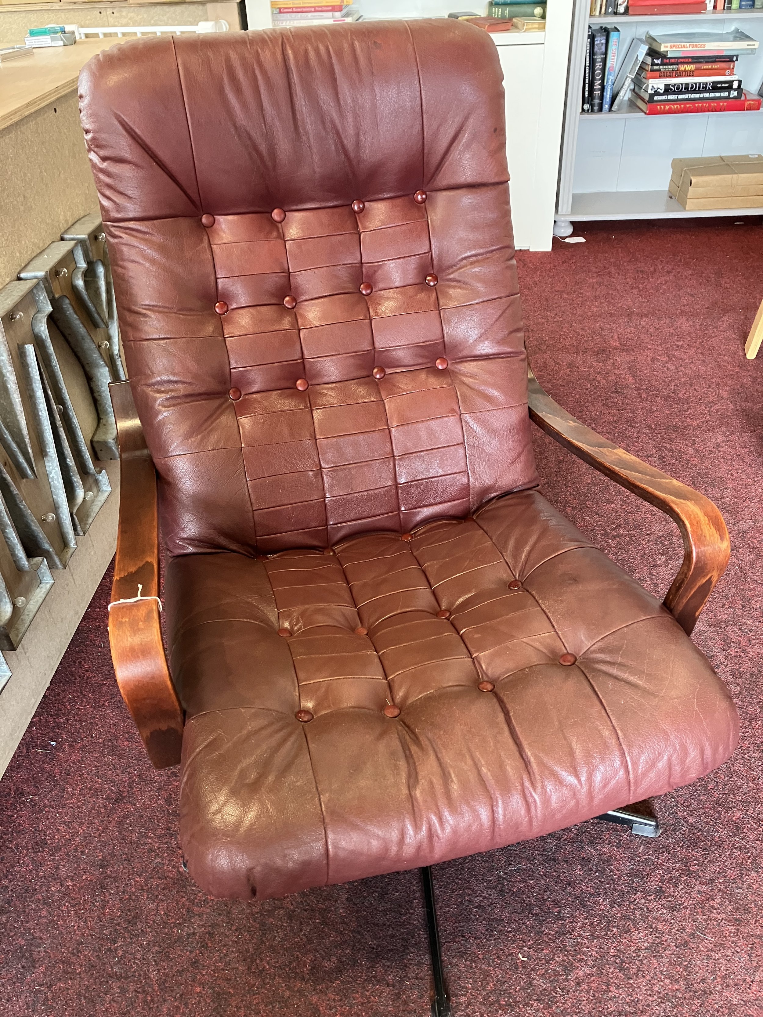 Scandinavian 1970's Leather Swivel Chair