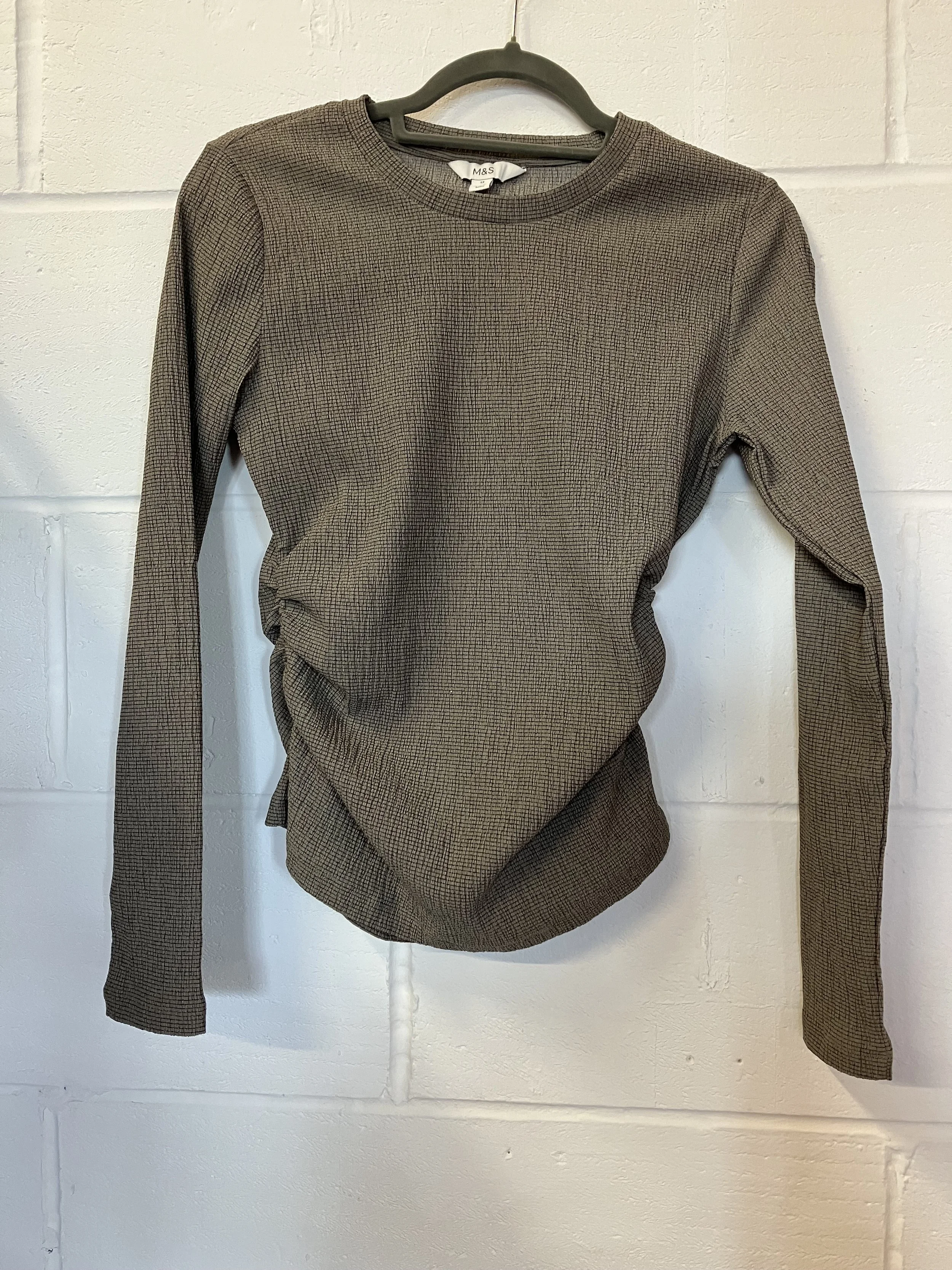 Marks and Spencer Ladies Taupe Long Sleeved Top with Ruched Sides