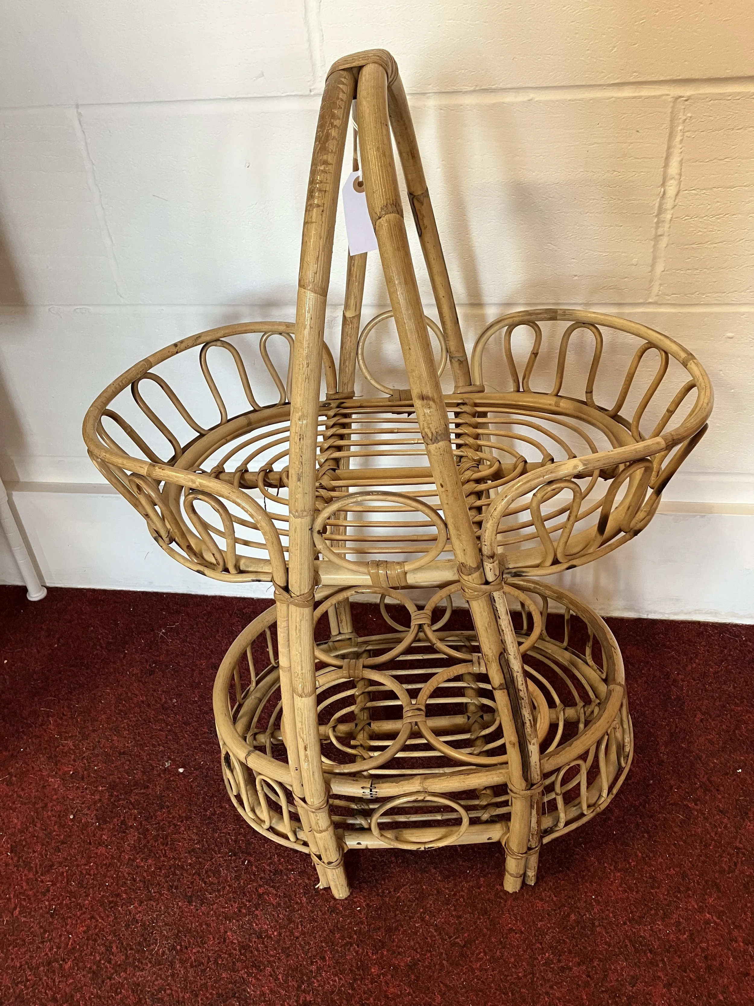 Vintage Italian Bamboo and Rattan Bar Cart