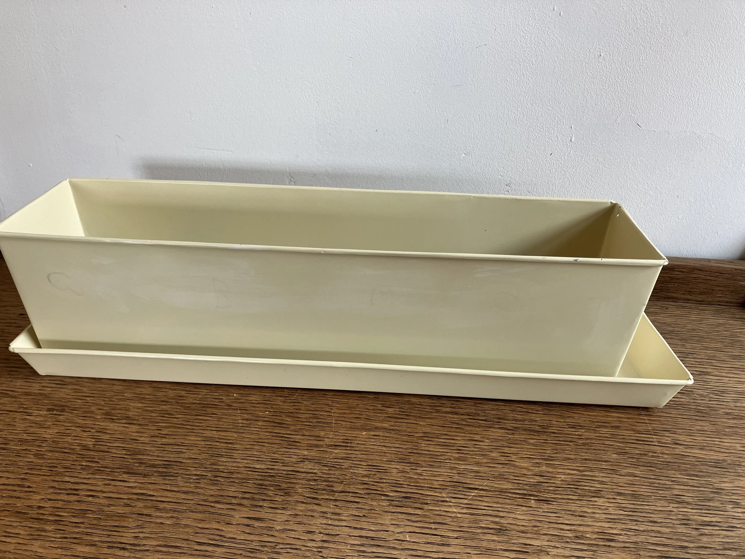 Cream Metal Rectangle Window Sill Herb Planter and Drip Tray