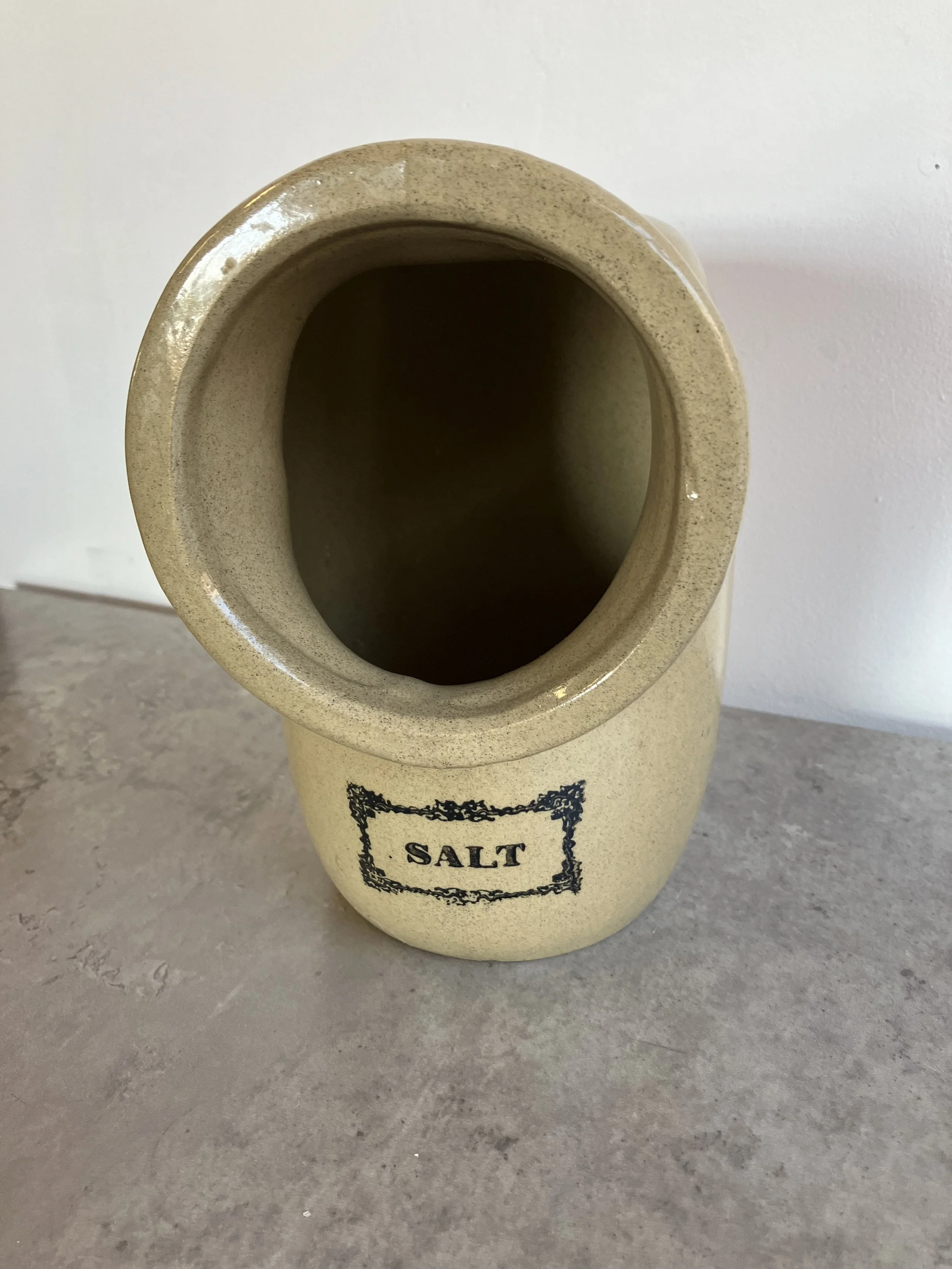 Stoneware Beige Glazed Salt Pig by Moira