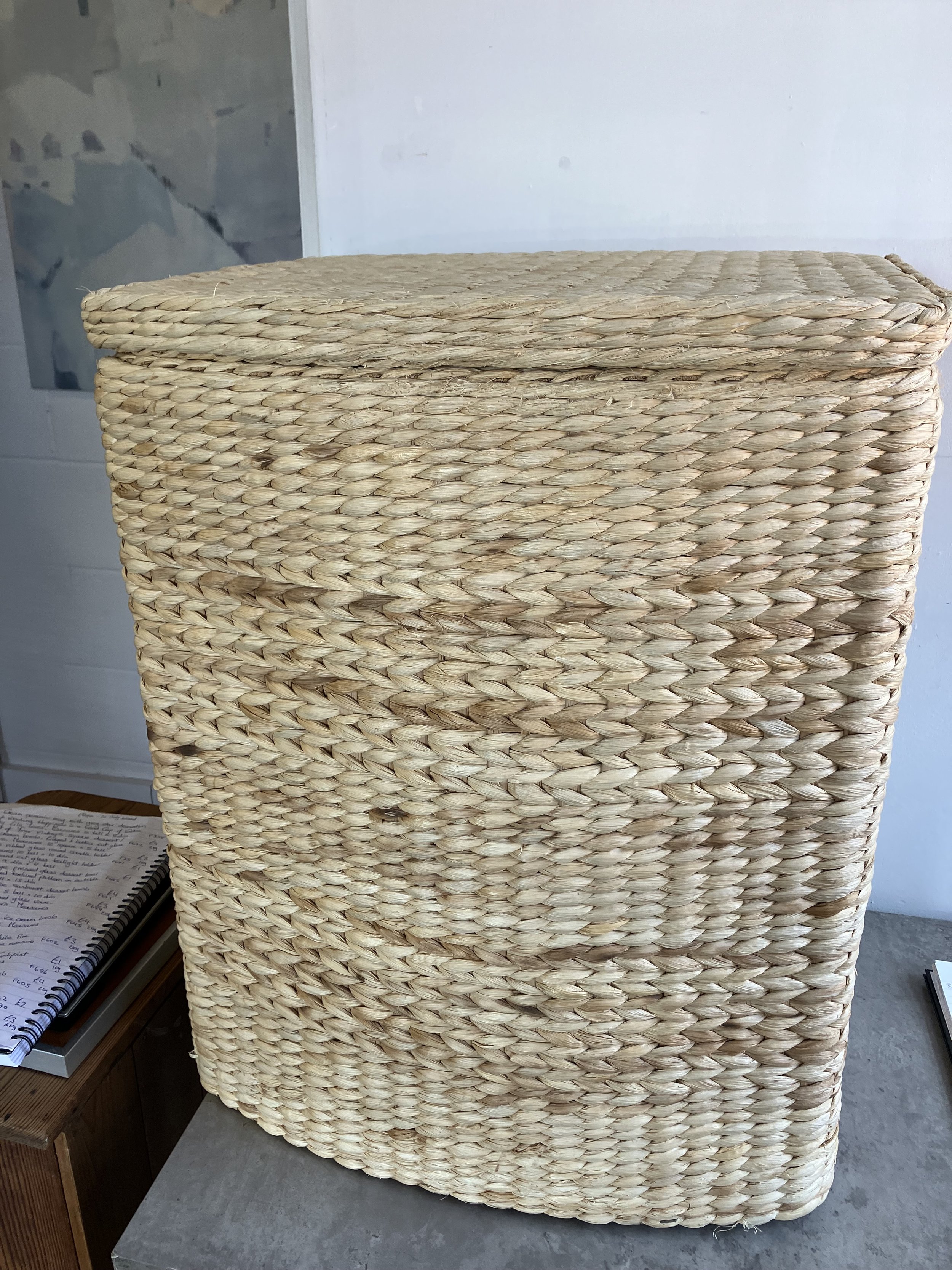 Large Rectangle Woven Water Hyacinth Laundry Basket with Liner