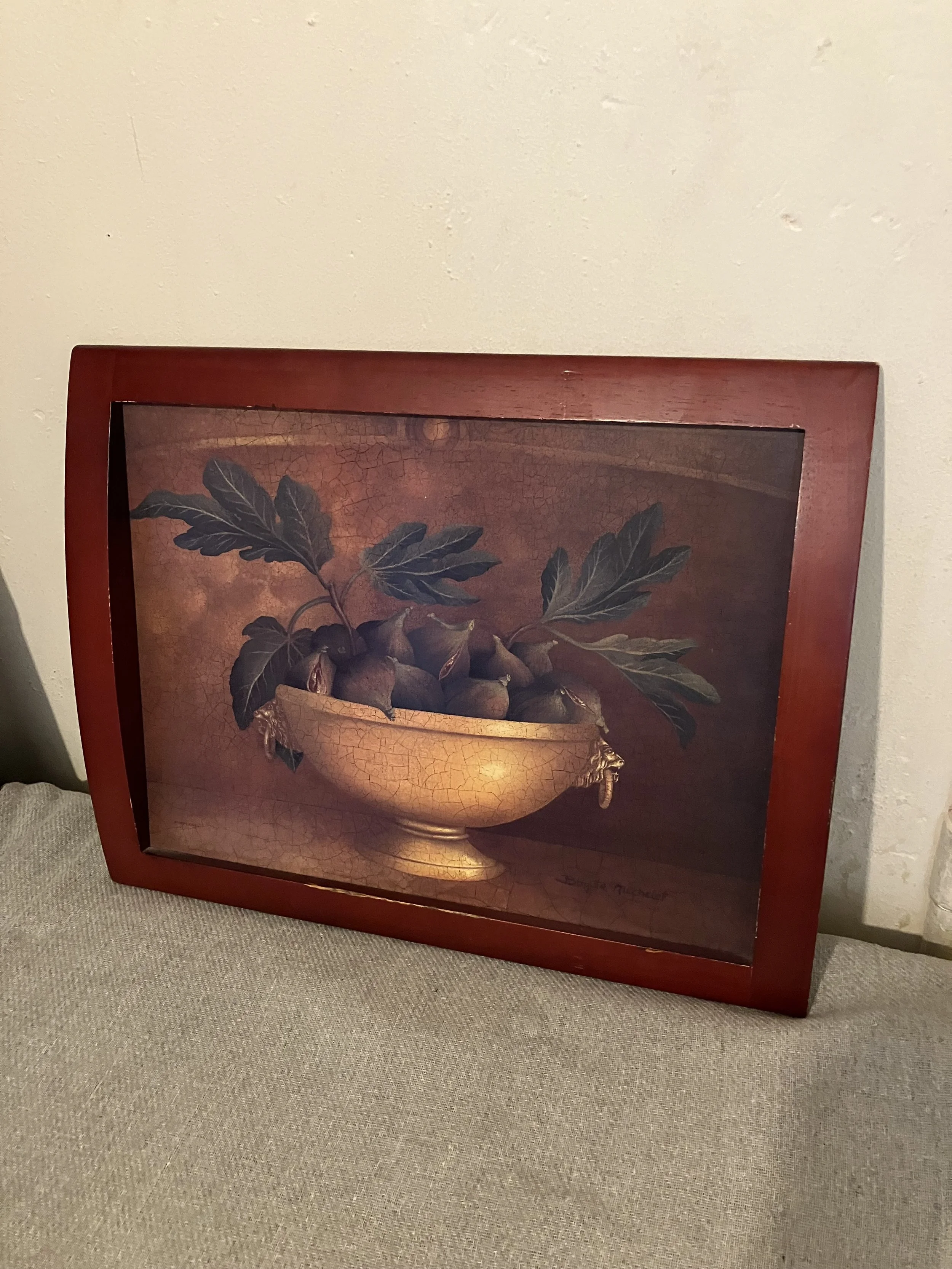 Rectangle Wooden Tray with Central Picture