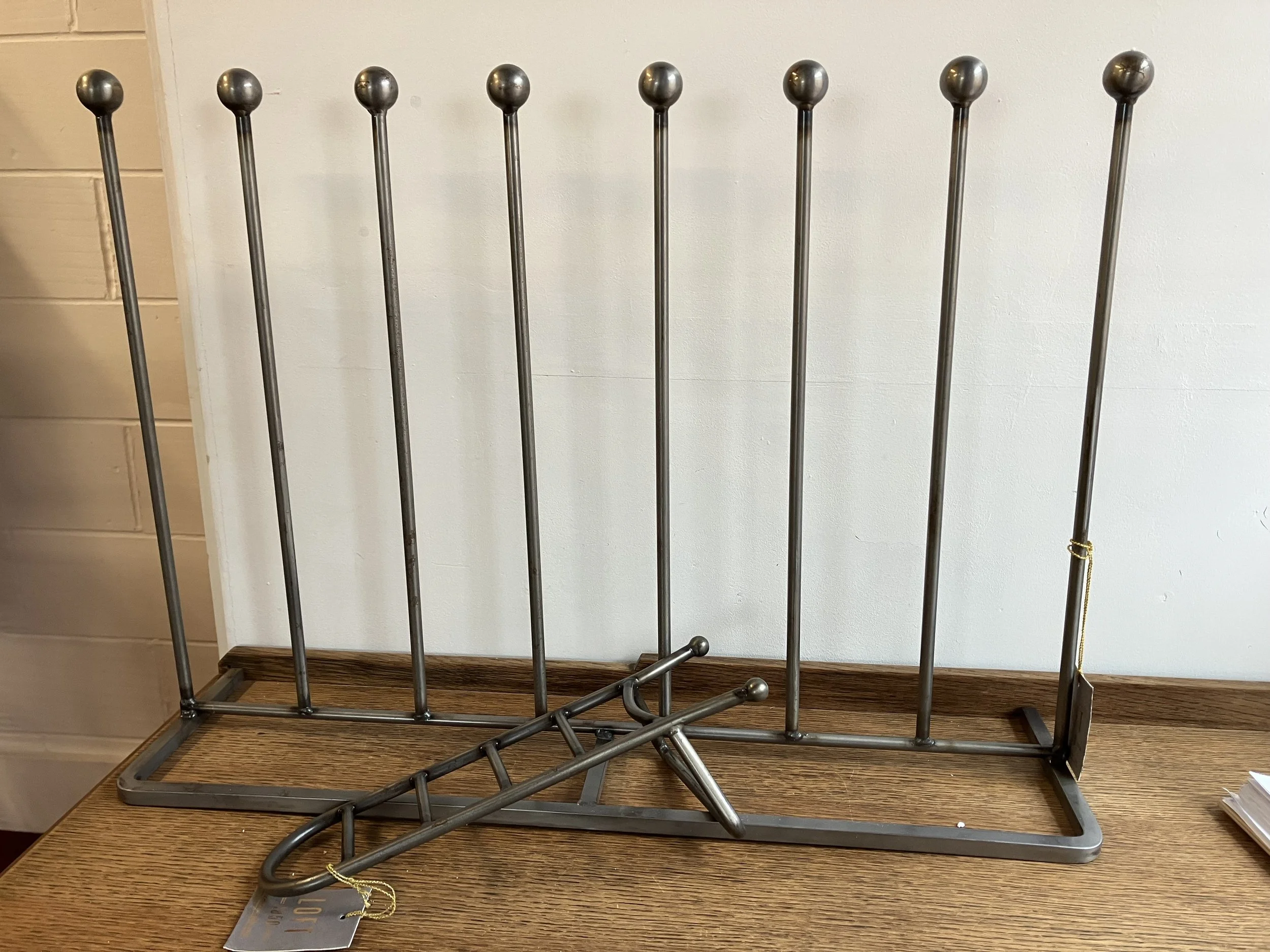 Loft 1850 Brushed Steel Single Row Welly Boot Stand and Boot Jack