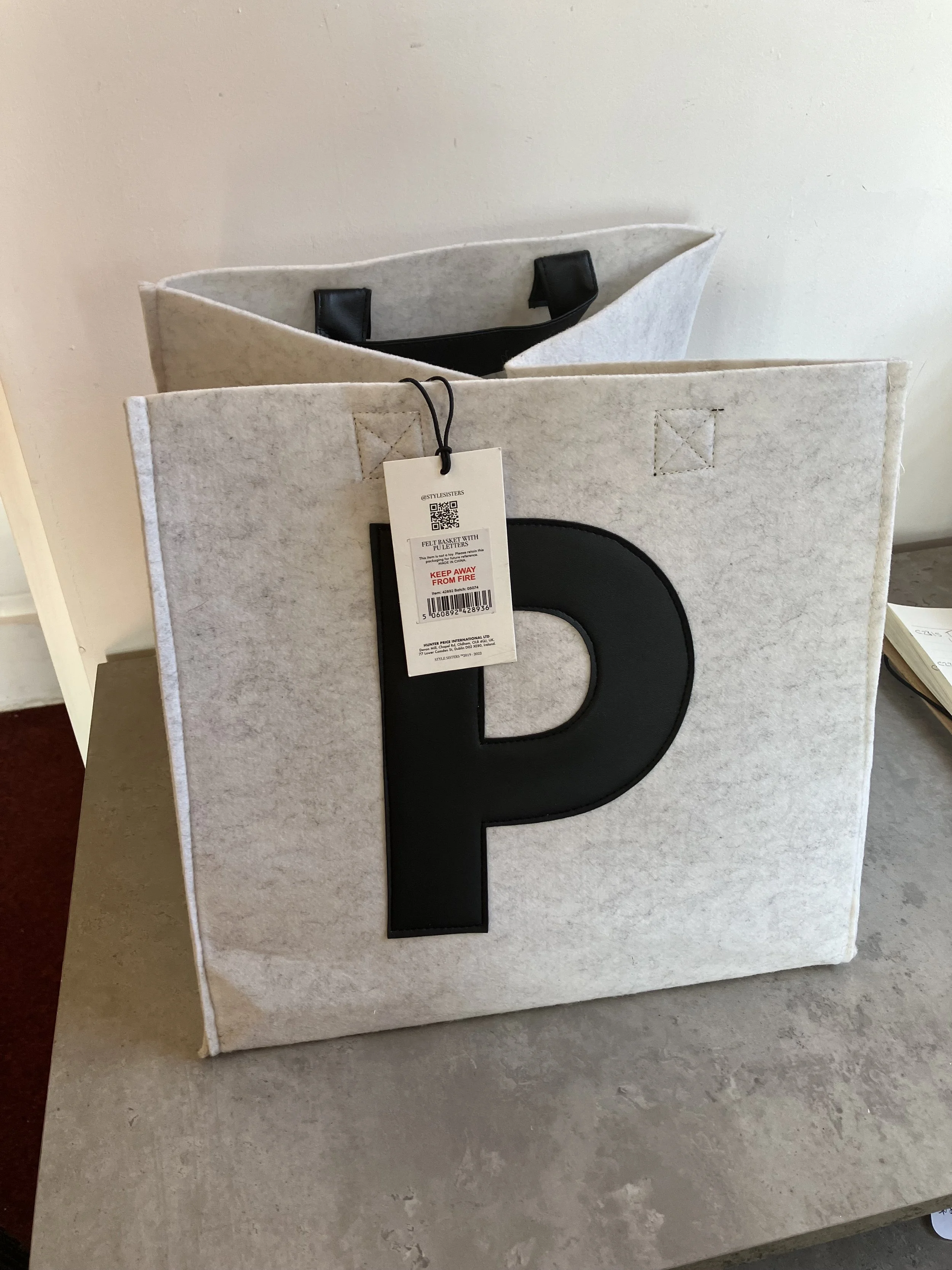 Pair of Grey Felt PLAY Storage Cubes by Style Sisters