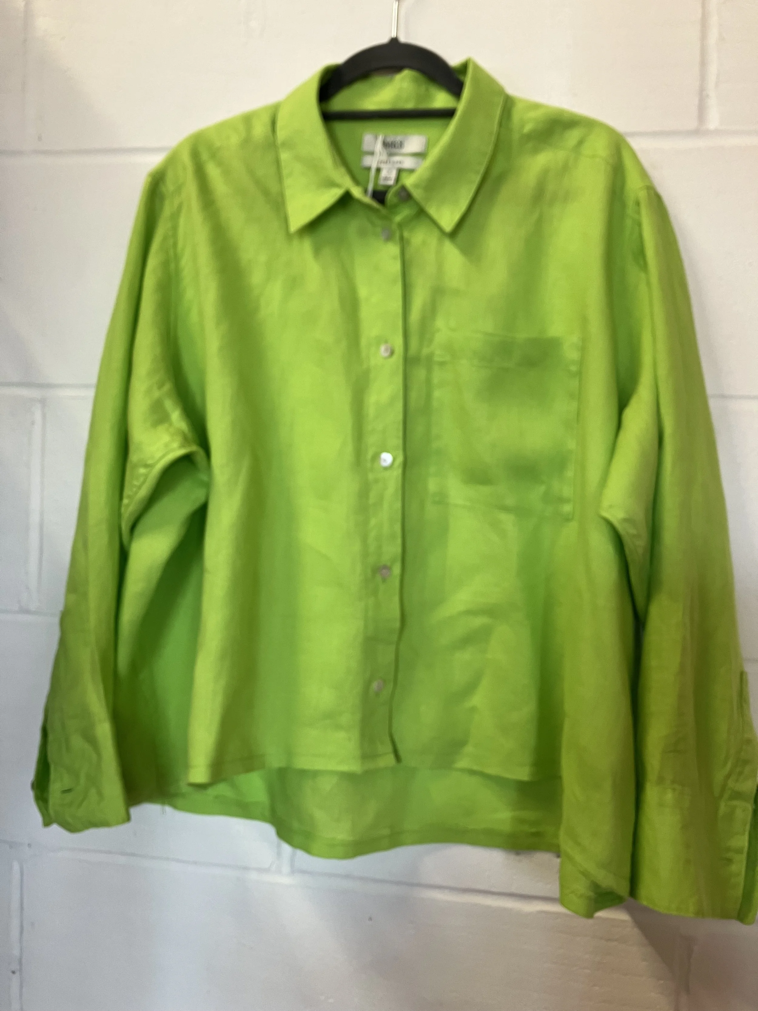 Marks and Spencer Lime Green Ladies Long Sleeved Linen Shirt