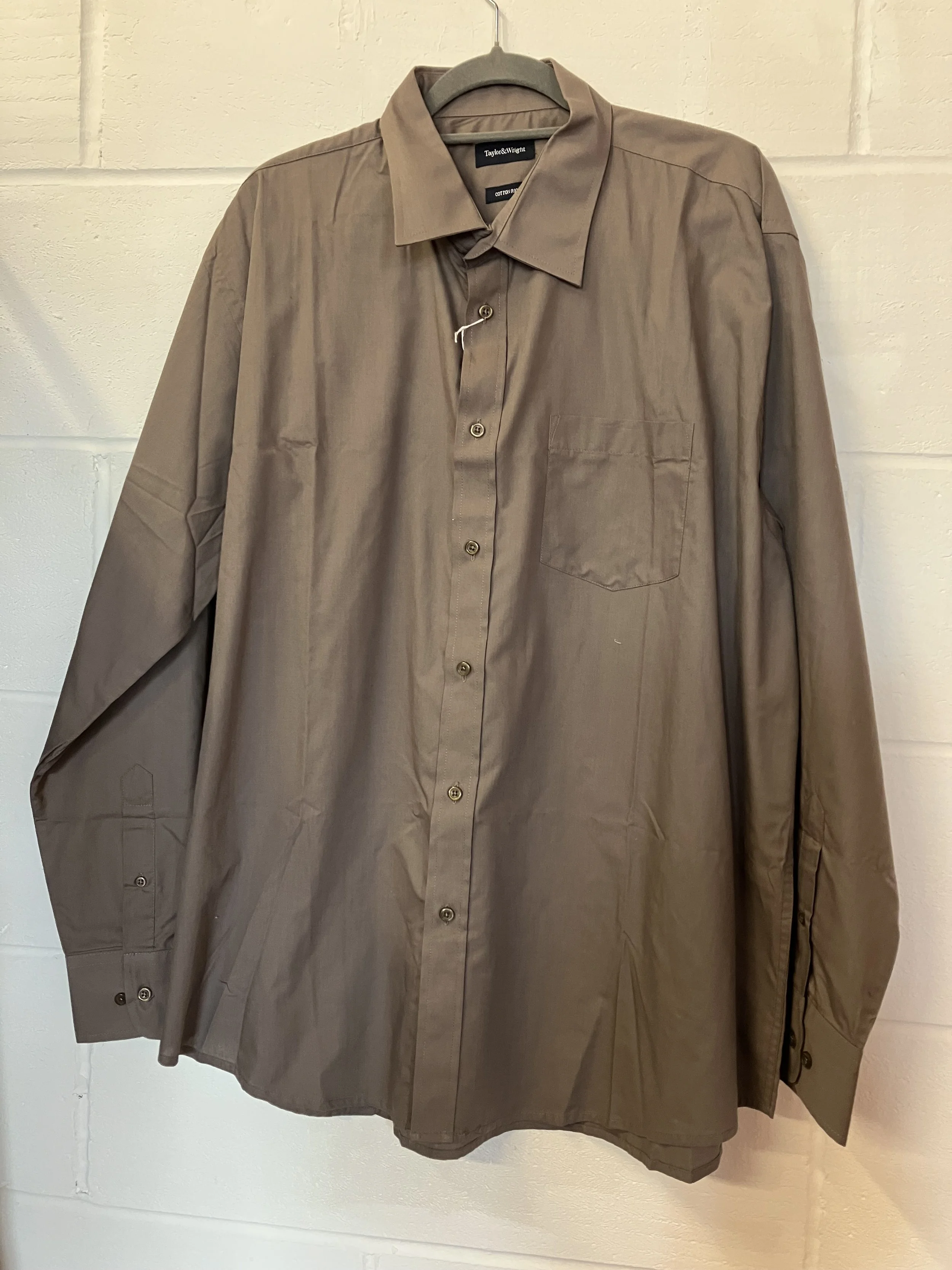 Taylor and Wright Men's Plain Brown Long Sleeved Shirt